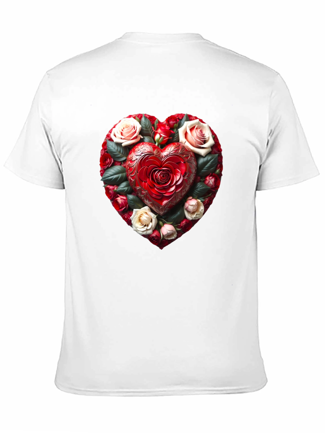 Black Romantic Rose Heart Graphic Black T-Shirt view 11
