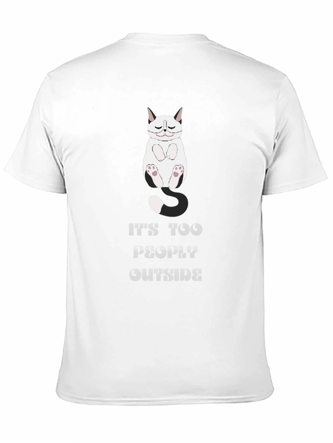 Black Funny Cat Graphic T-Shirt - "It's Too Peopley Outside" view 11