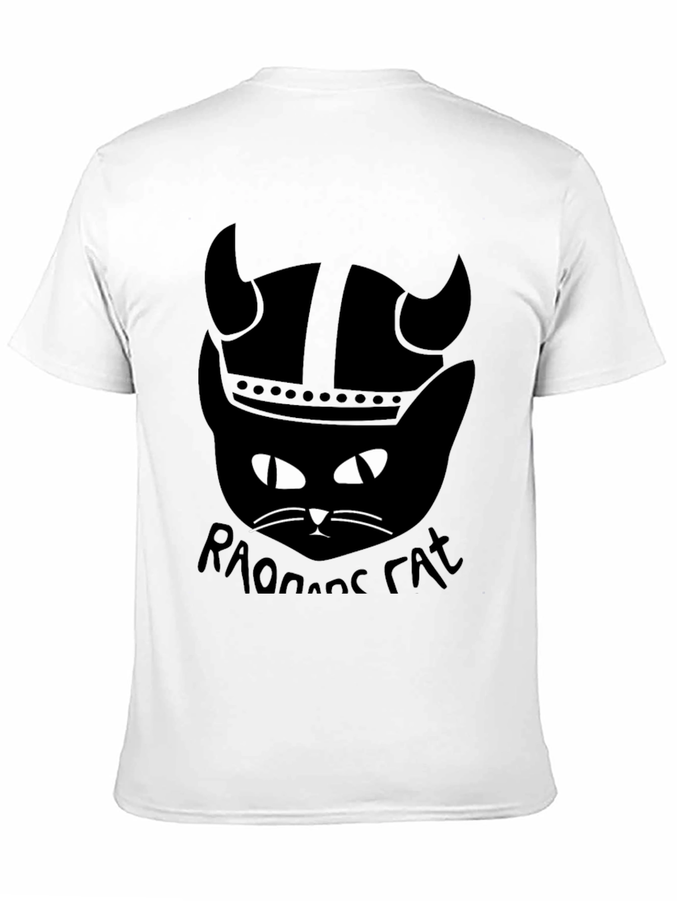 Black Viking Cat T-Shirt - Raonoane Cat - Black Cotton Tee view 11