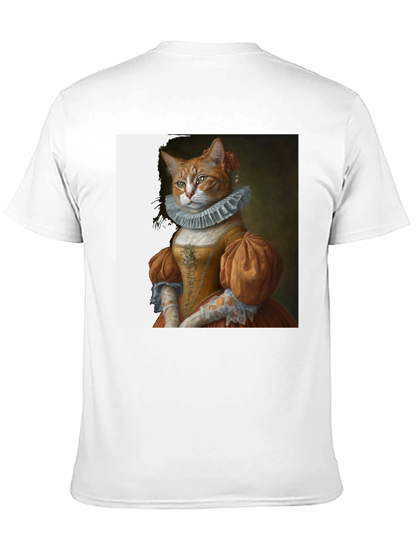 Black Renaissance Cat Portrait T-Shirt view 11