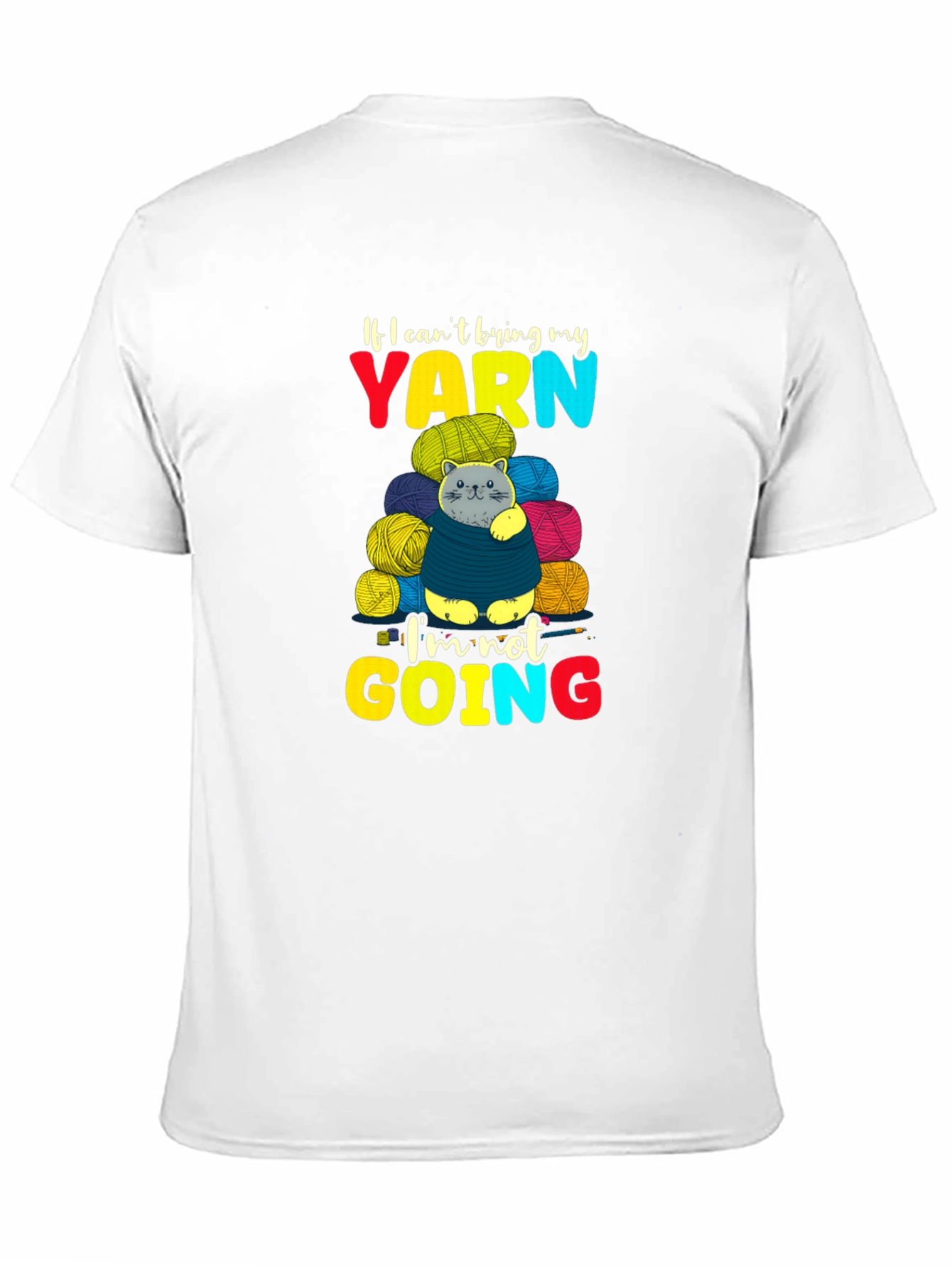 Black Yarn Cat T-Shirt - Knitting Lover Tee view 11