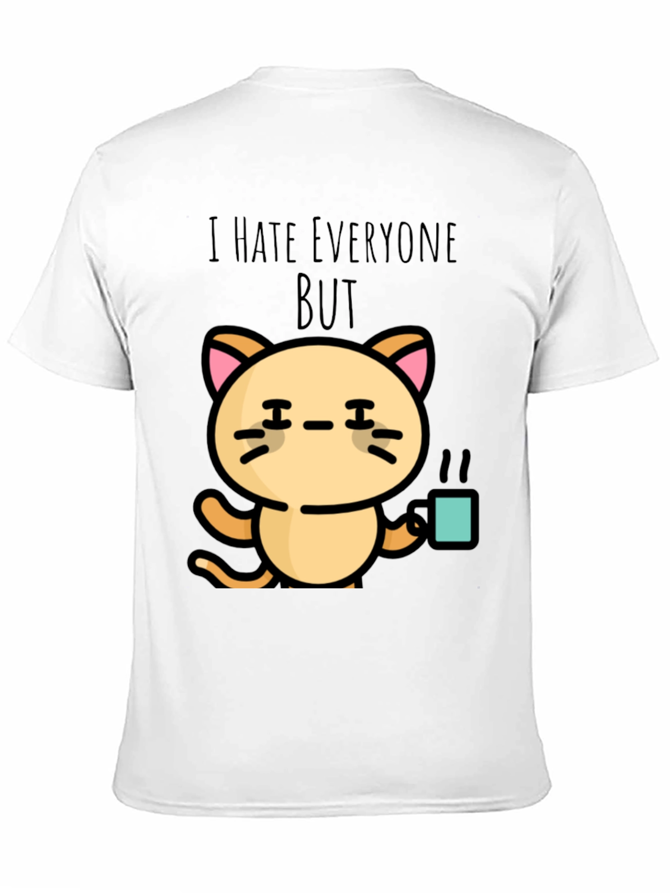 Black I Hate Everyone But Cat T-Shirt view 11