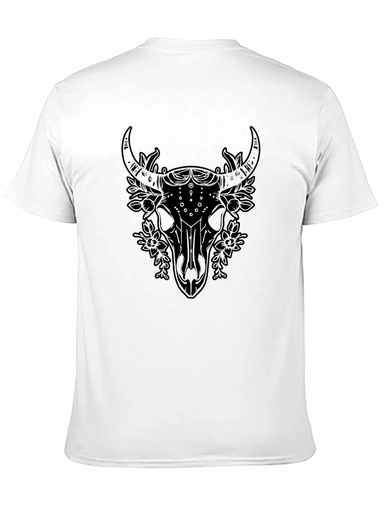 Black Black Floral Skull Graphic Tee - Edgy Streetwear view 11