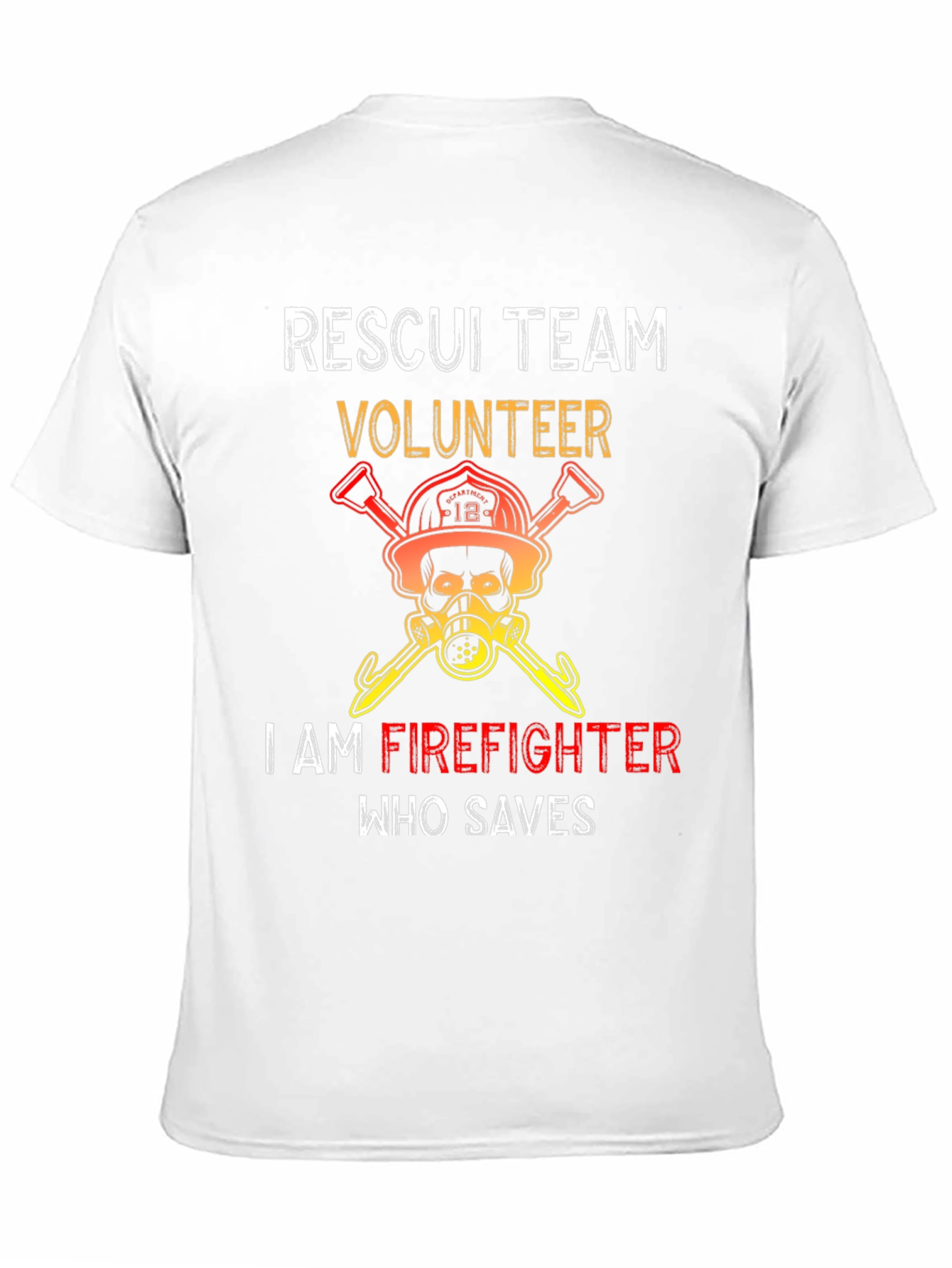 Black Rescue Team Volunteer Firefighter Graphic Tee view 11