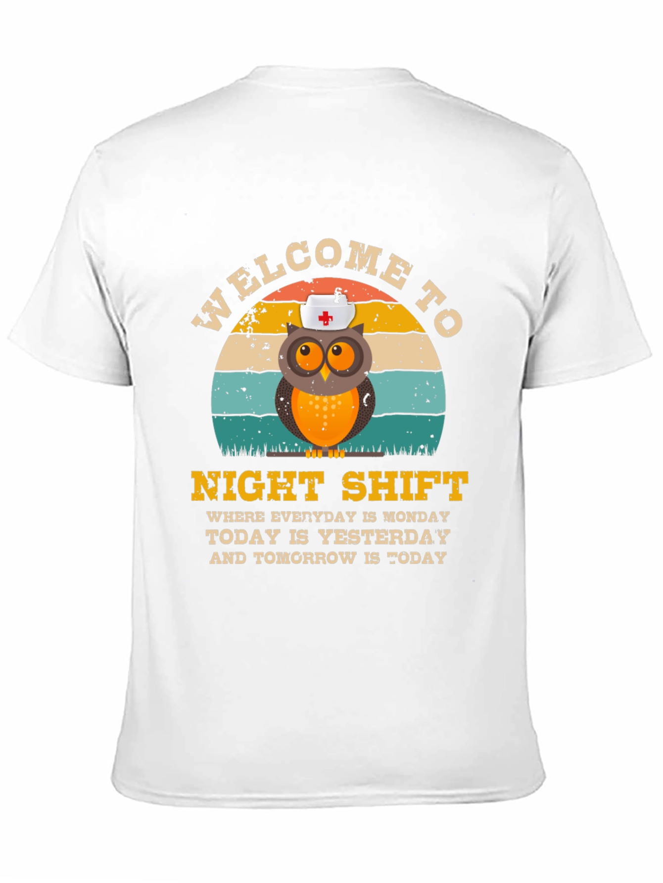 Black Night Shift Nurse Owl T-Shirt view 11