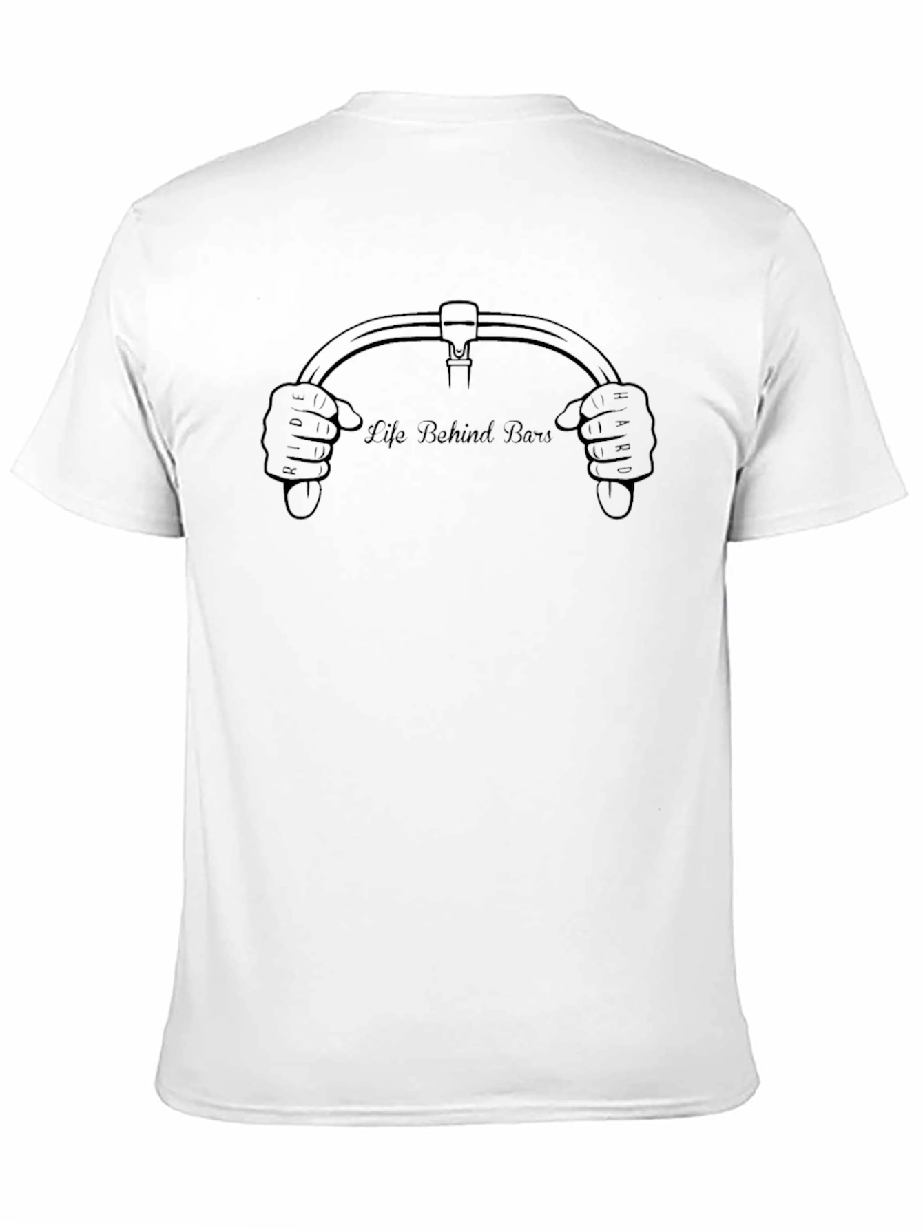 Black Life Behind Bars T-Shirt - Motorcycle Handlebar Design view 11