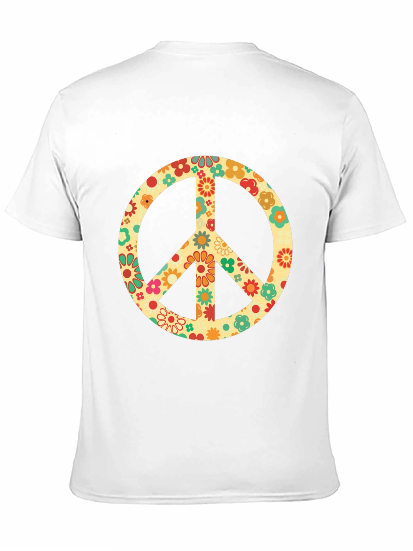 Black Retro Floral Peace Sign Graphic T-Shirt view 11
