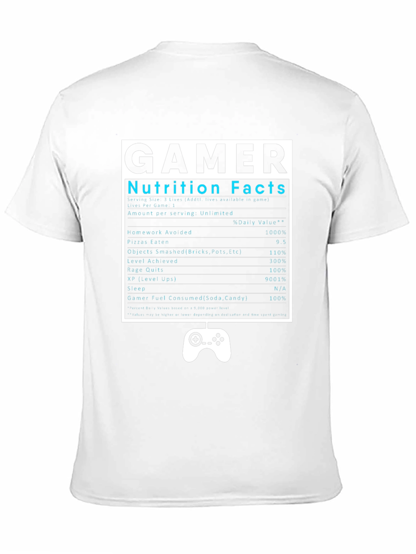 Black Gamer Nutrition Facts Black T-Shirt view 11
