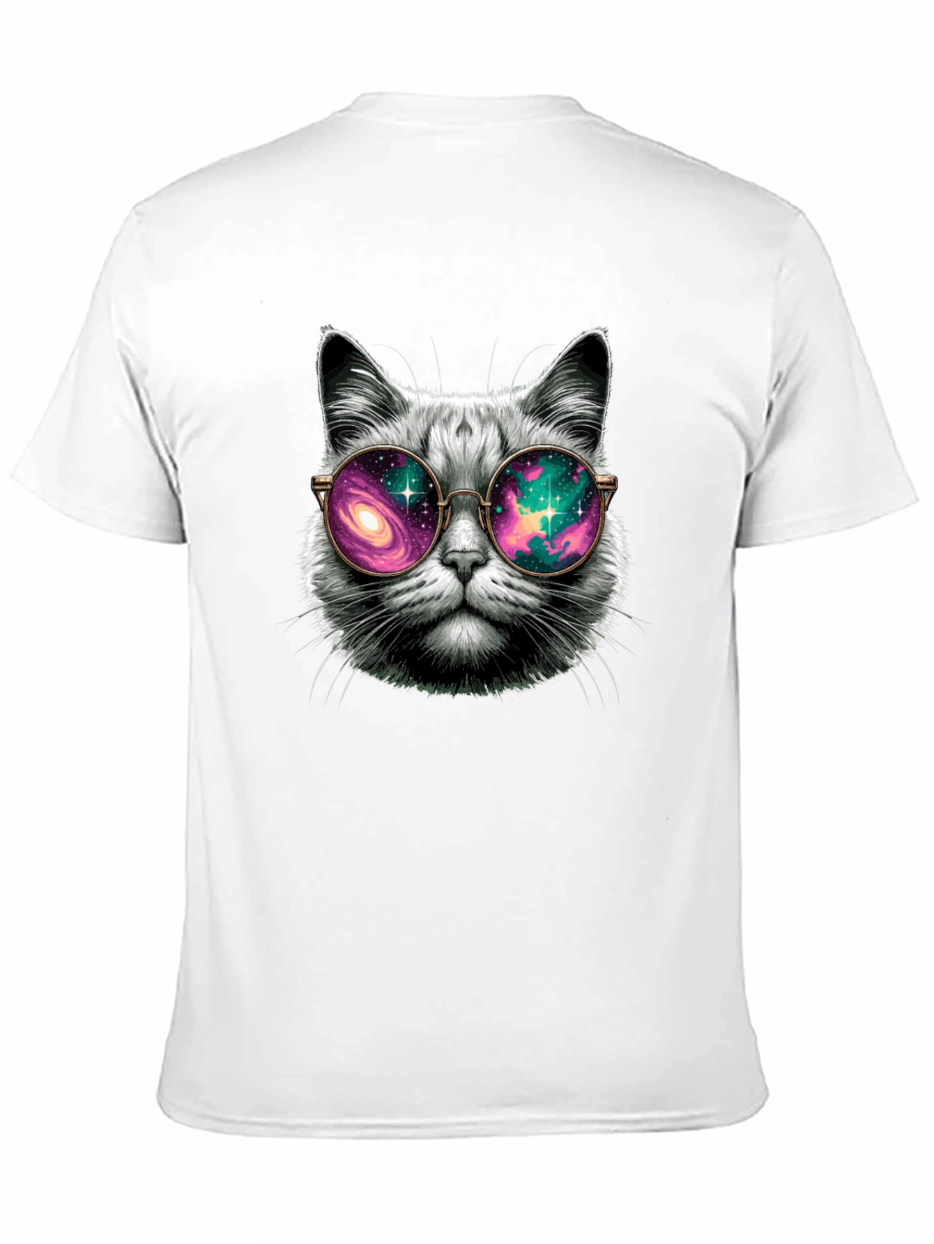 Black Cool Cat Galaxy Glasses T-Shirt view 11