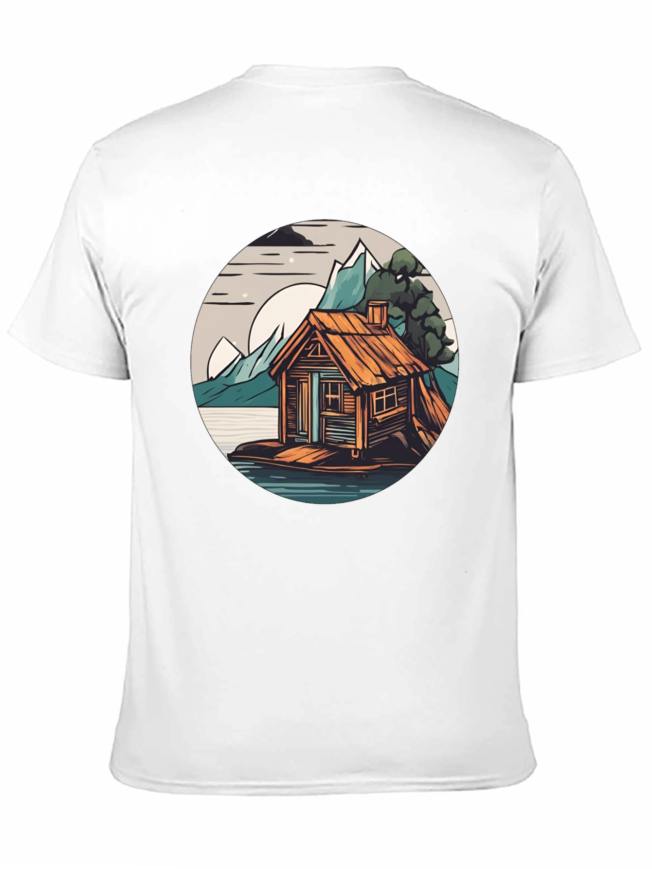 Black Cabin Lake Tee: Nature Graphic Shirt view 11
