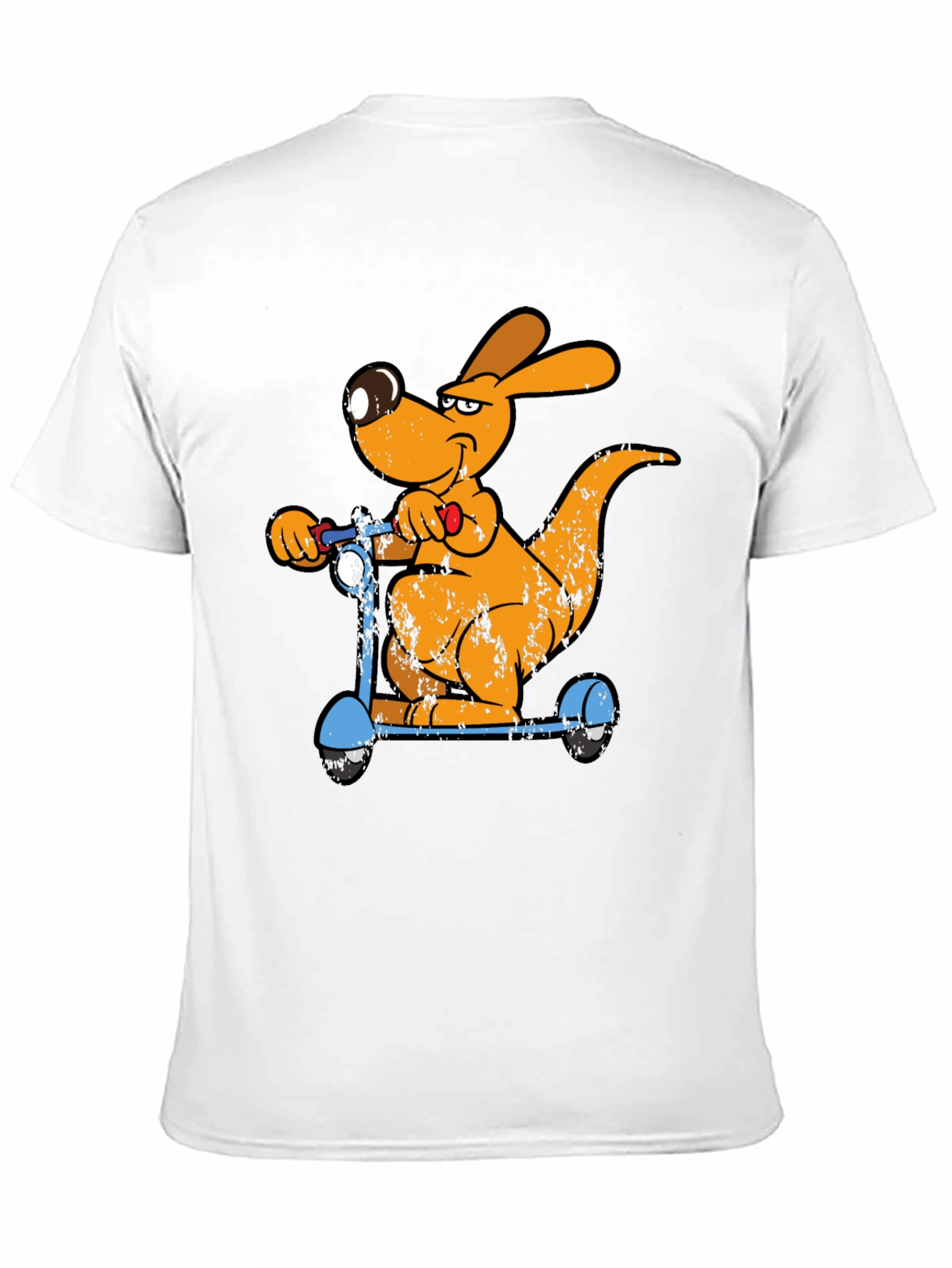 Black Cartoon Kangaroo Scooter Graphic Tee - Cool Black T-Shirt view 11