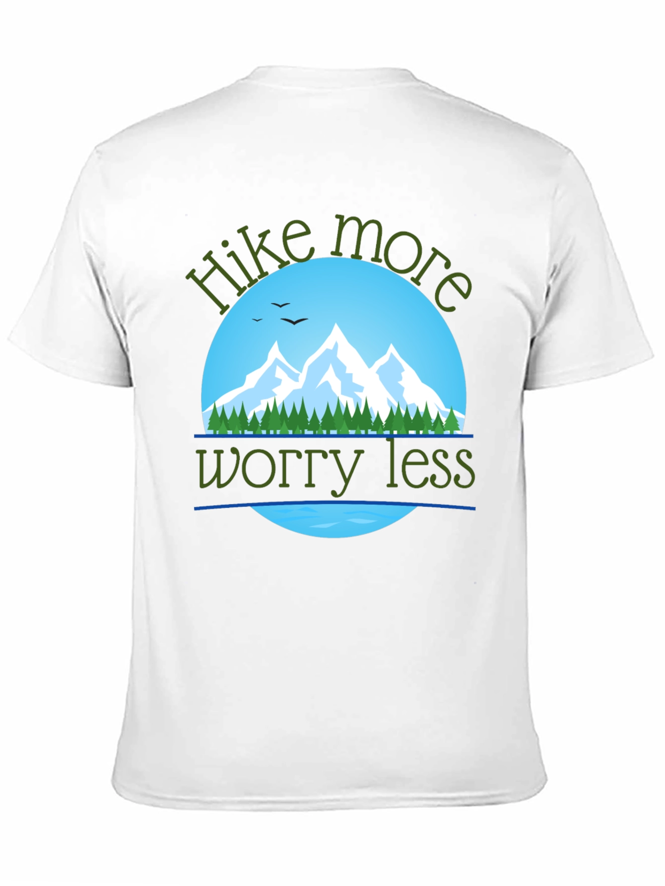 Black Hike More Worry Less T-Shirt: Mountain Adventure Apparel view 11