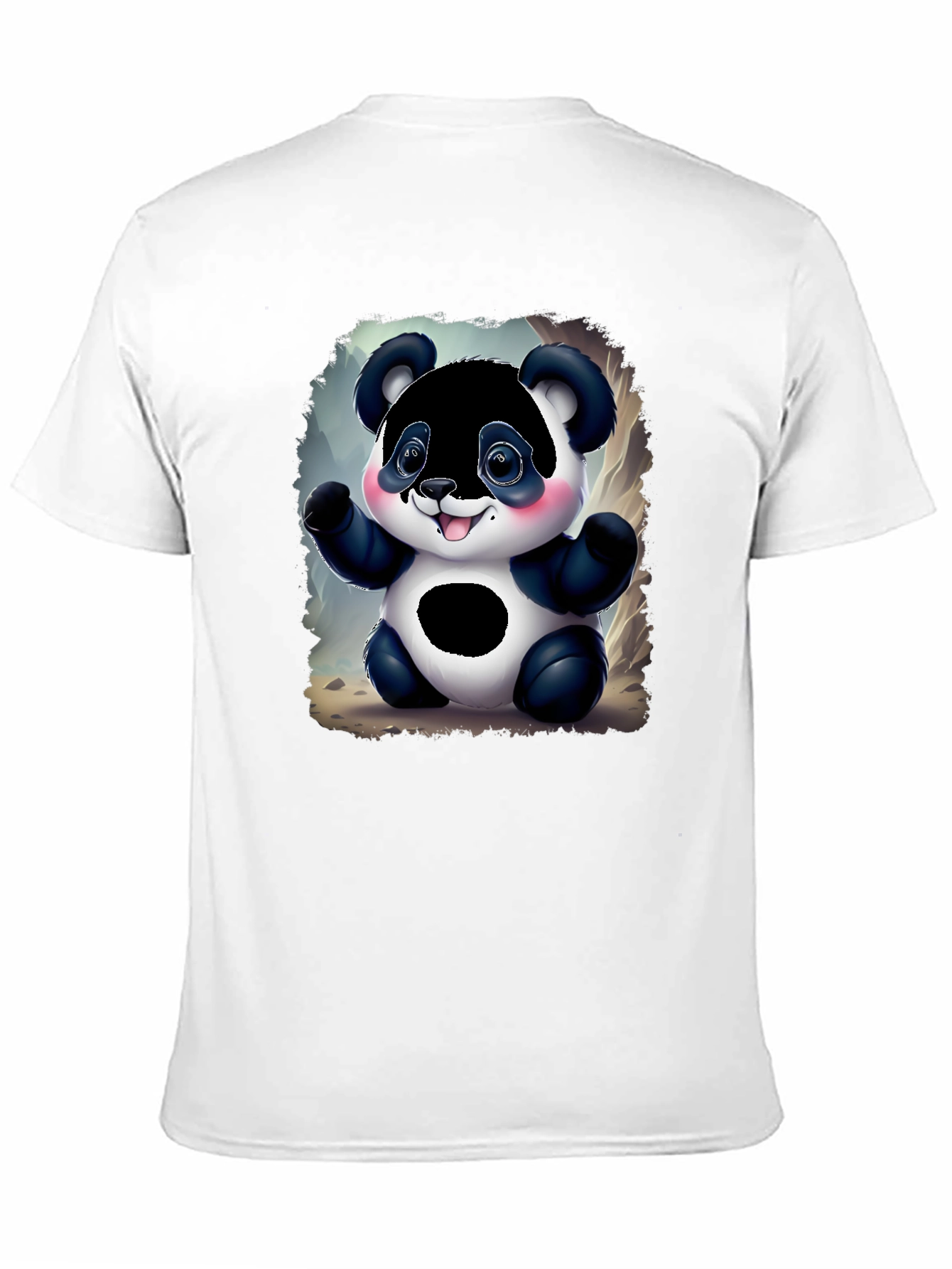 Black Cute Panda Bear Graphic Tee - Black Unisex Shirt view 11