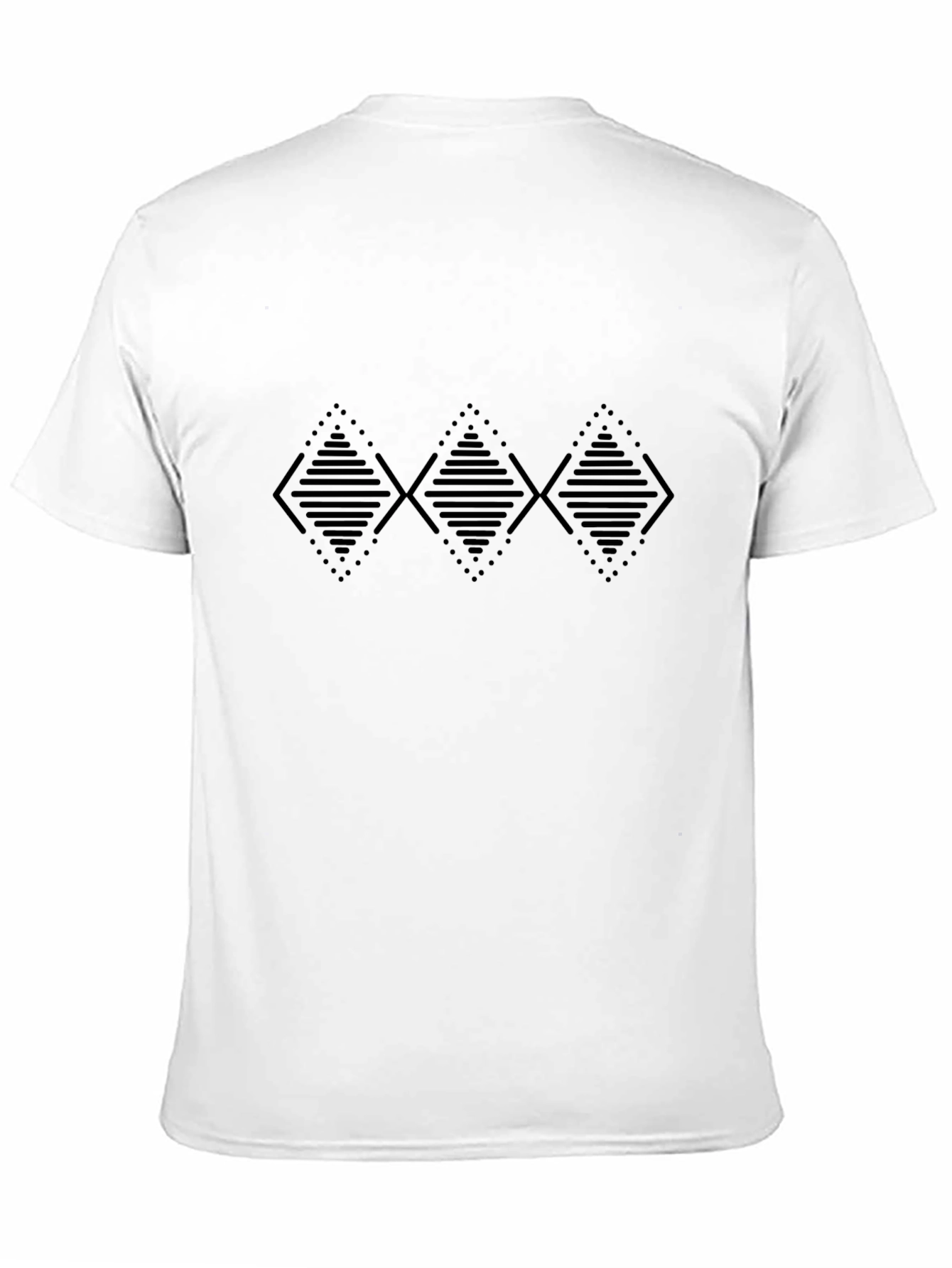 Black Geometric Diamond Pattern Black T-Shirt view 11