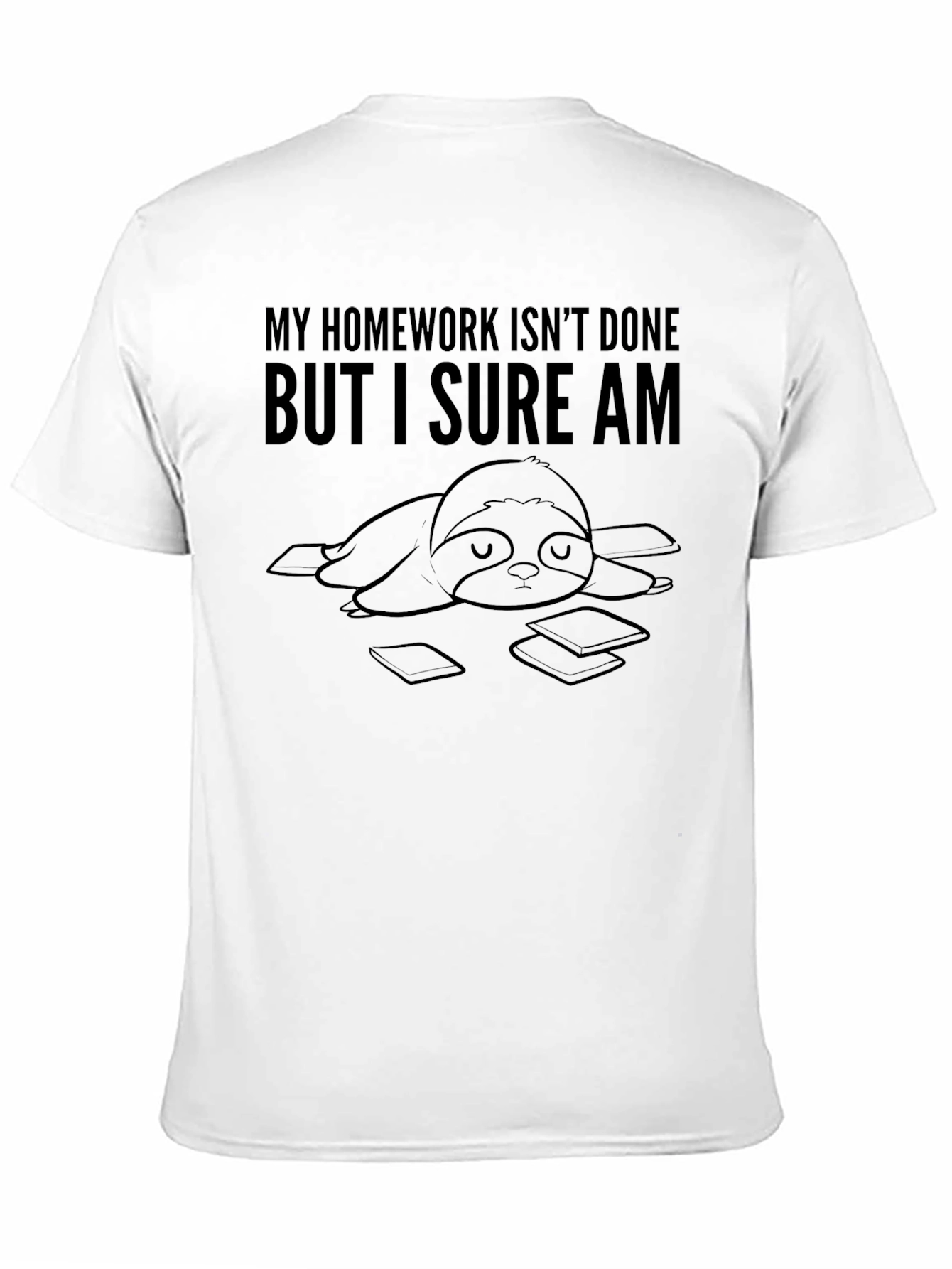 Black Homework Sloth T-Shirt - Funny Relaxed Tee view 11