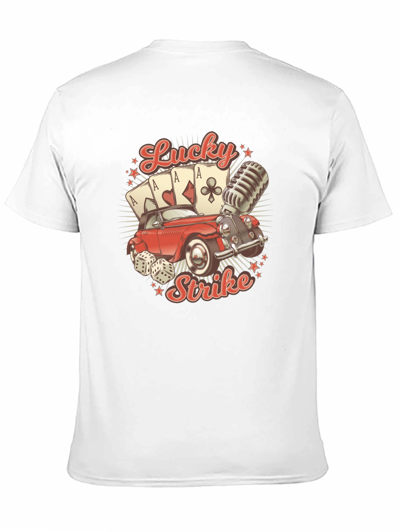 Black Lucky Strike T-Shirt - Vintage Car & Casino Design view 11