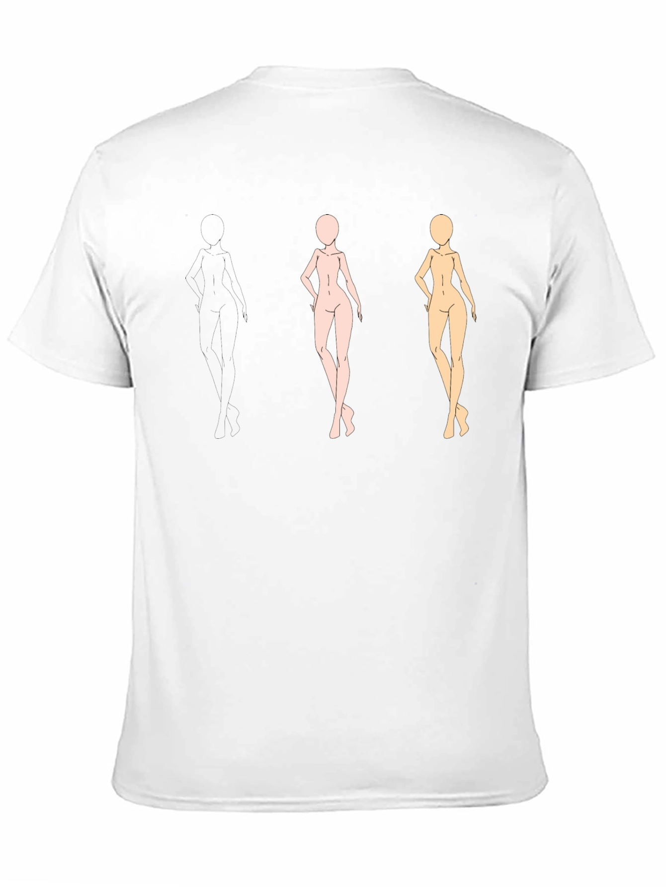 Black Trendy Black Tee with Figure Sketches view 11