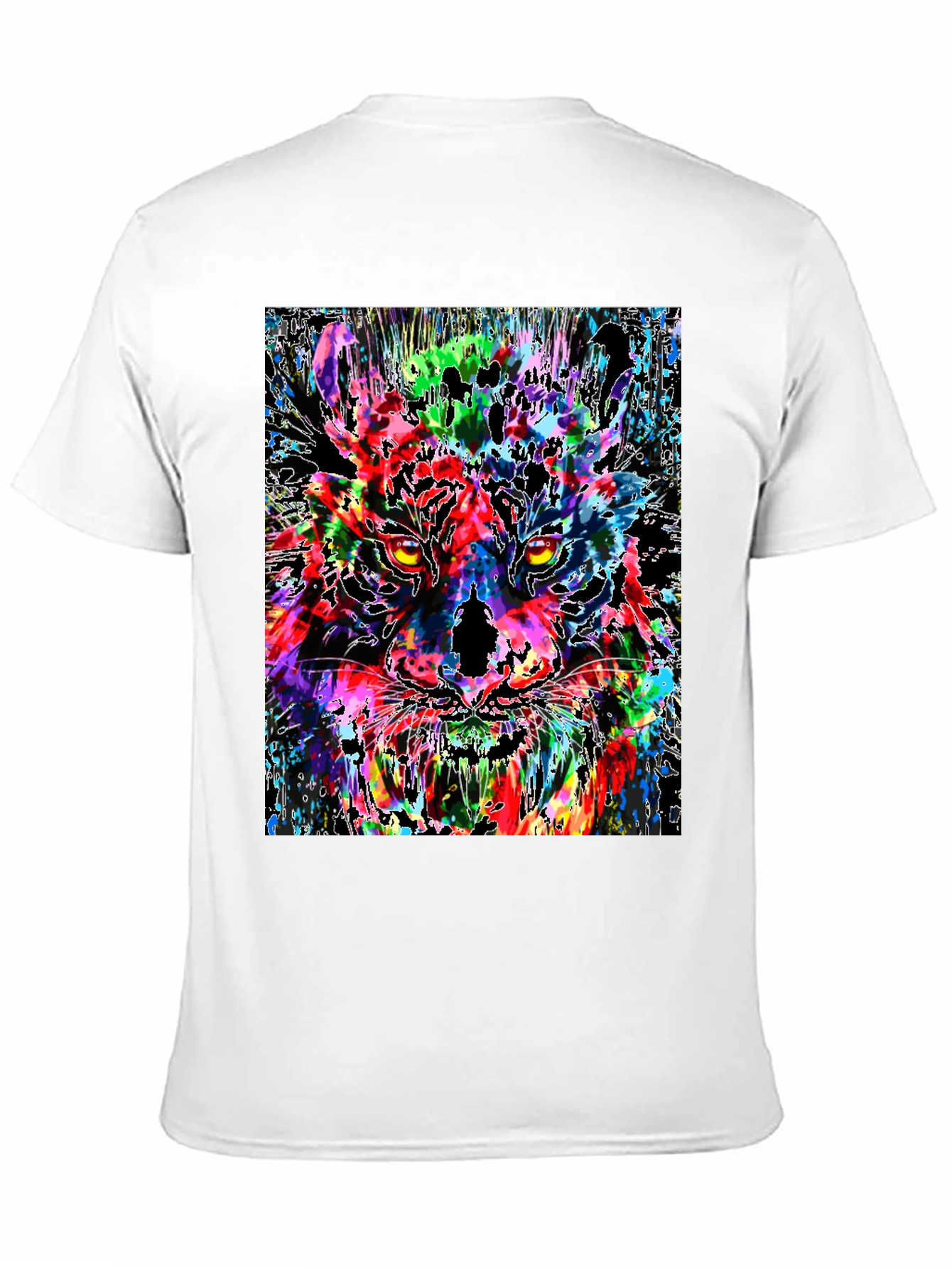 Black Colorful Tiger Graphic Print Men's Black T-Shirt view 11