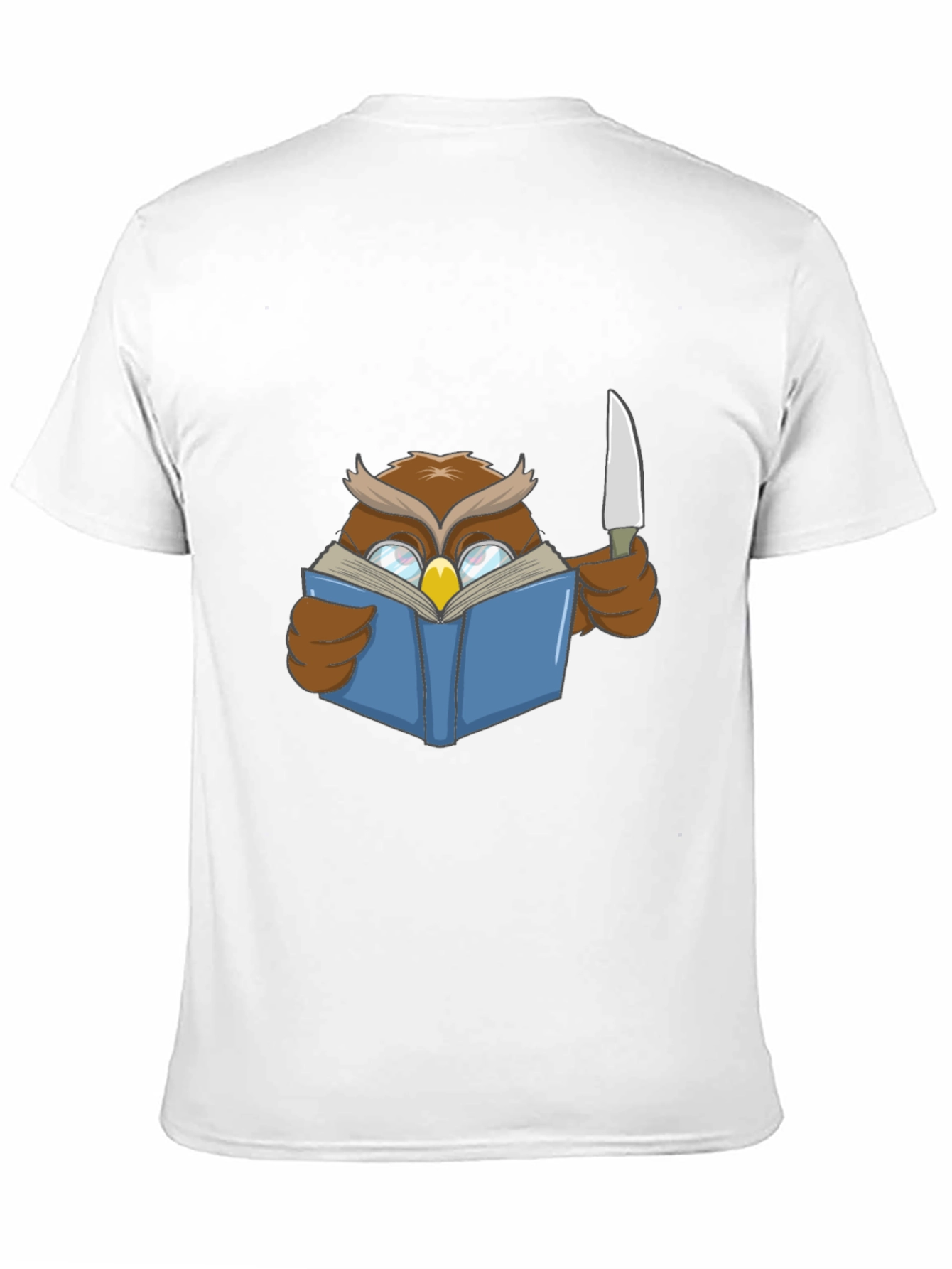 Black Owl Reading Book With Knife T-Shirt view 11