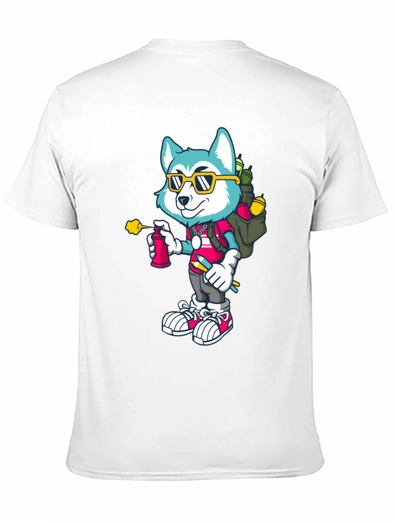 Black Cartoon Husky Graffiti Artist Graphic Tee view 11