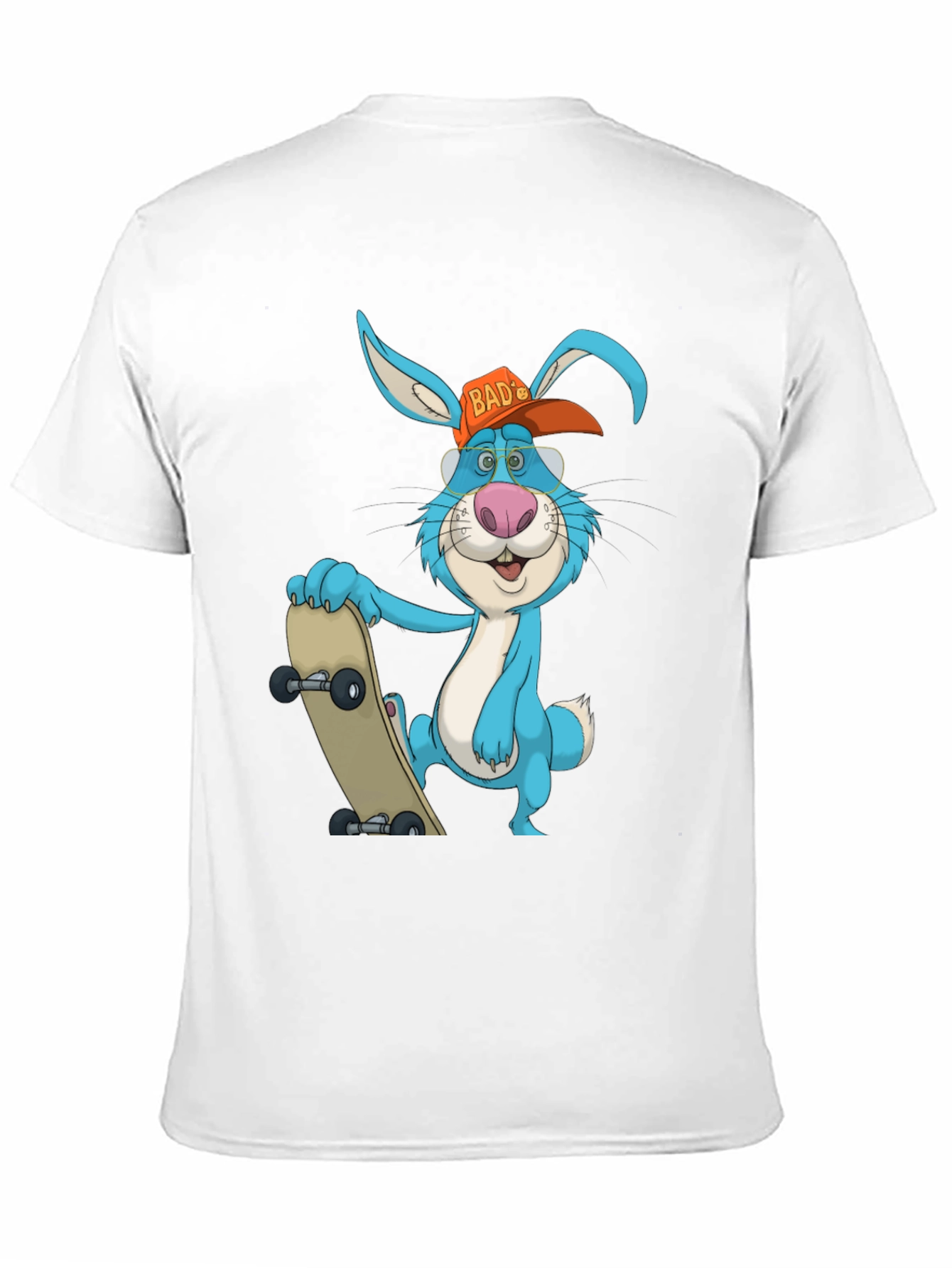 Black Cool Rabbit Skateboarder Graphic T-Shirt view 11