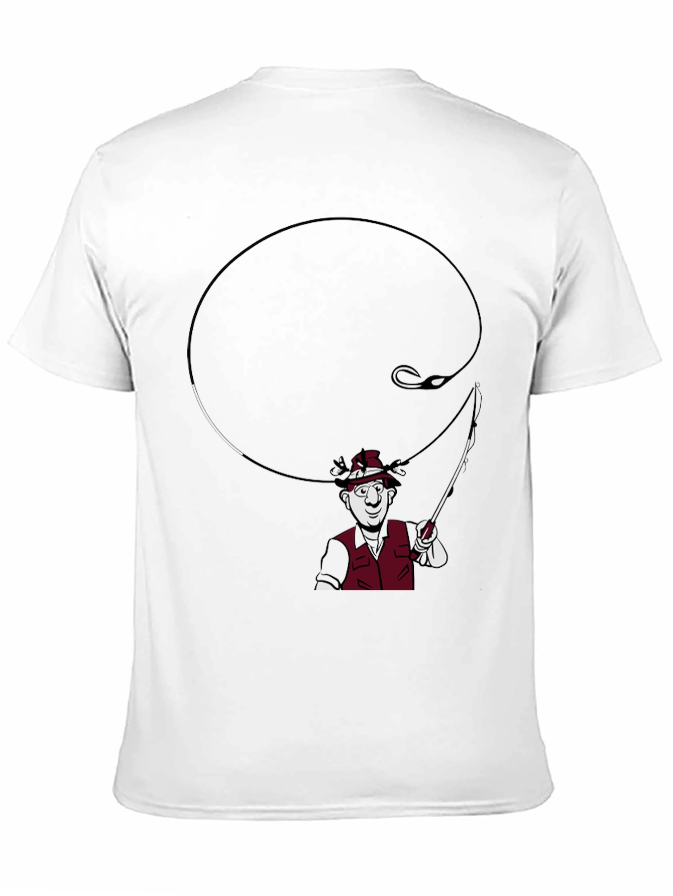 Black Fishing Cartoon Graphic T-Shirt view 11