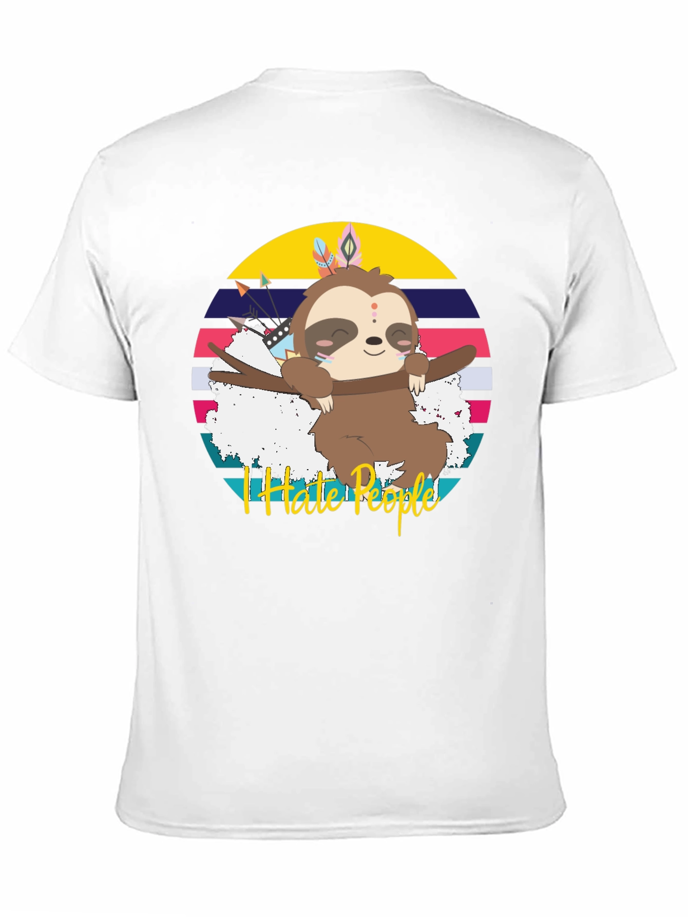 Black I Hate People Sloth Graphic T-Shirt view 11