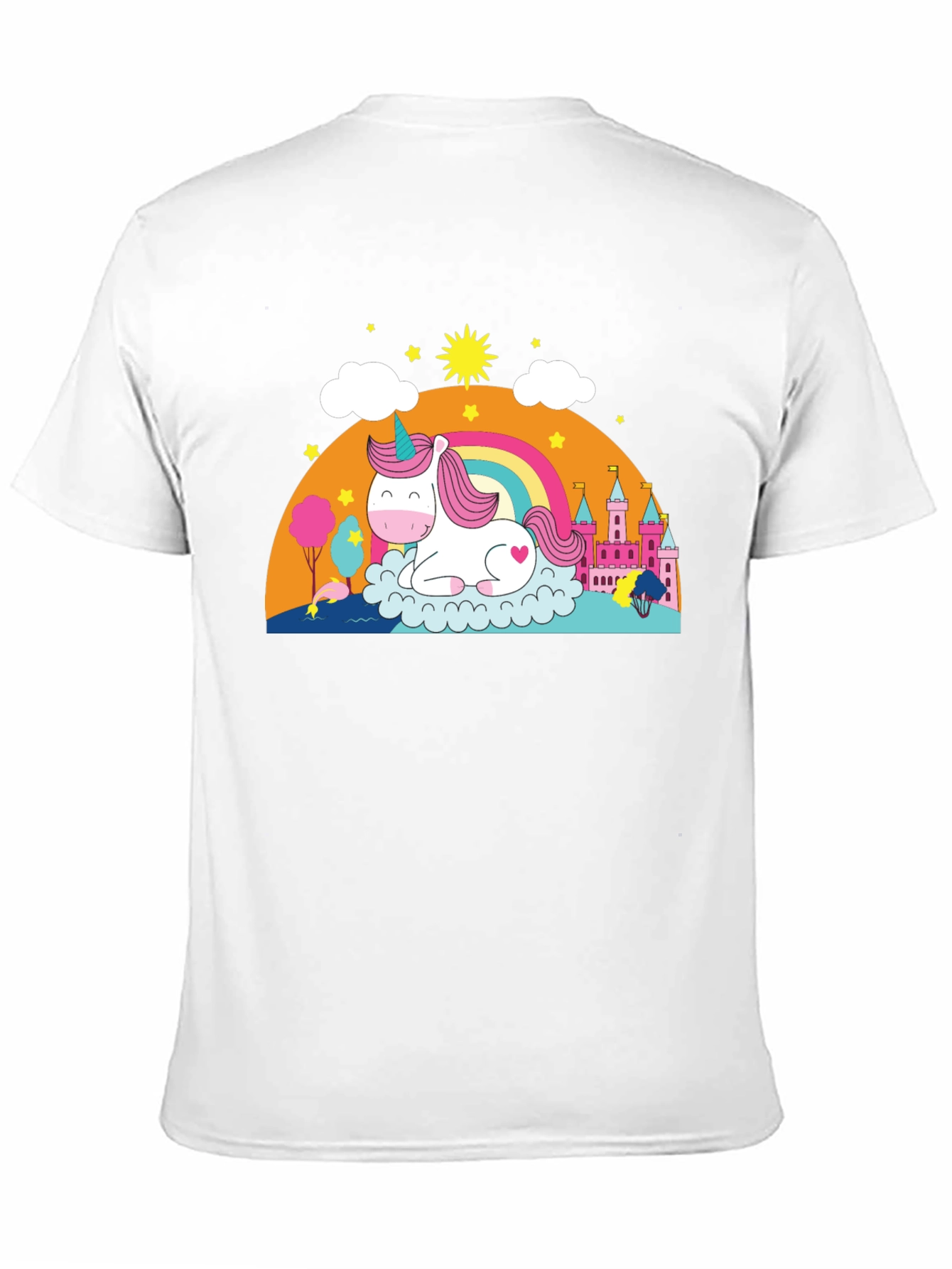 Black Unicorn Rainbow Castle Graphic Tee - Black Cotton Blend view 11