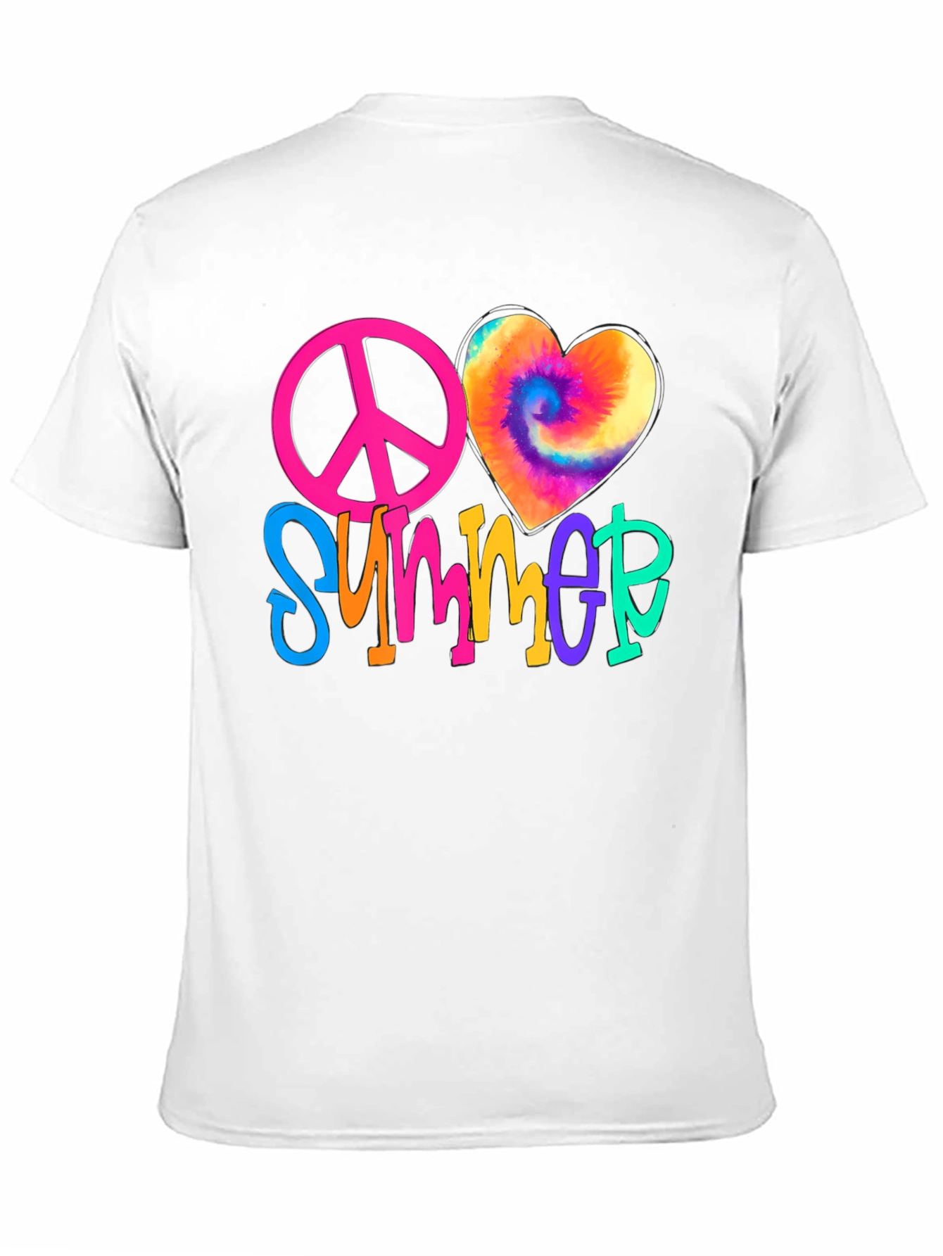 Black Peace Love Summer Tie-Dye Heart Graphic Tee view 11