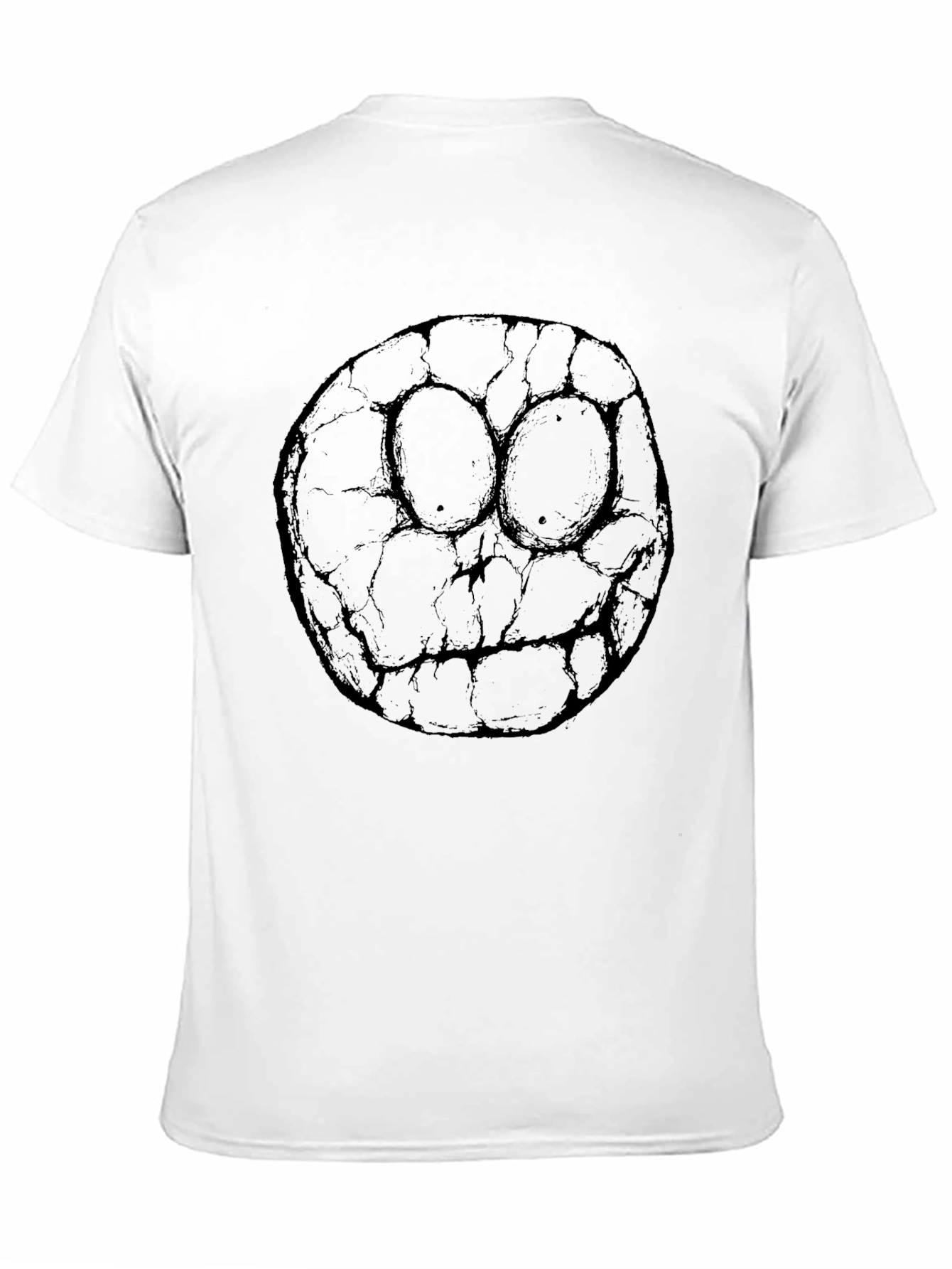 Black Black Graphic Tee - Cracked Smiley Face Print view 11