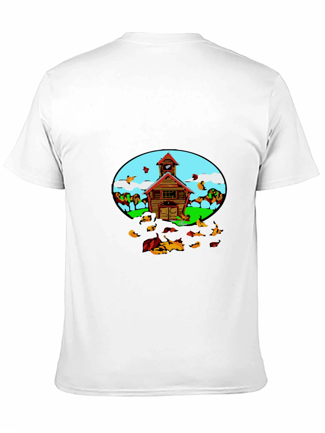 Black Cartoon Schoolhouse T-Shirt - Fun Graphic Tee view 11