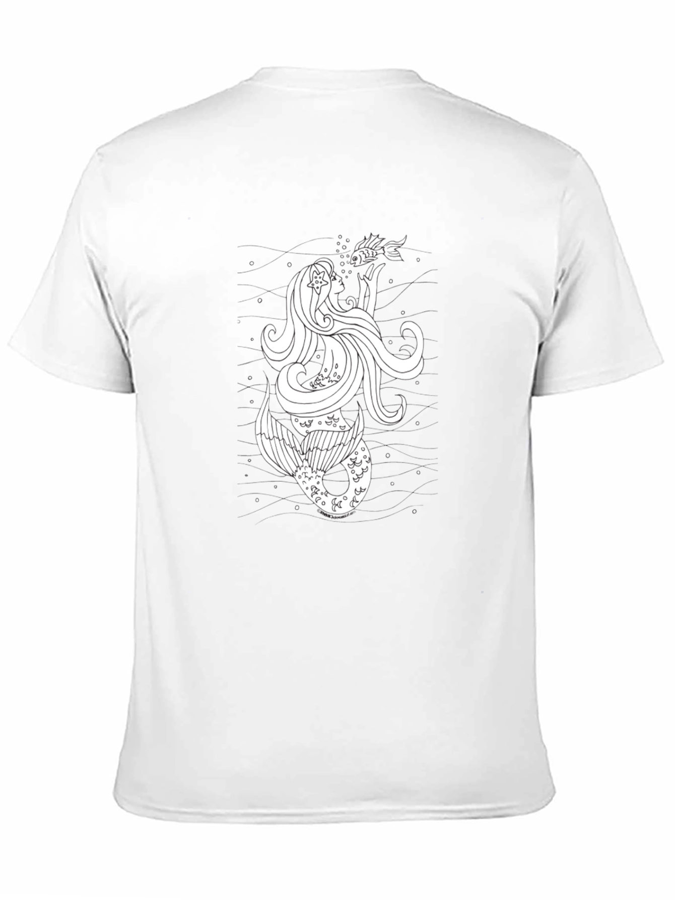 Black Mermaid & Fish Graphic Tee - Black Cotton T-Shirt view 11