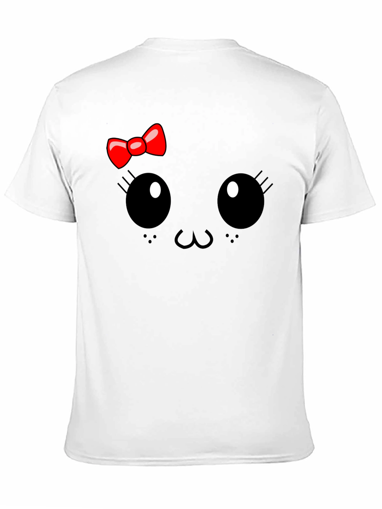 Black Cute Cartoon Face Black T-Shirt view 11