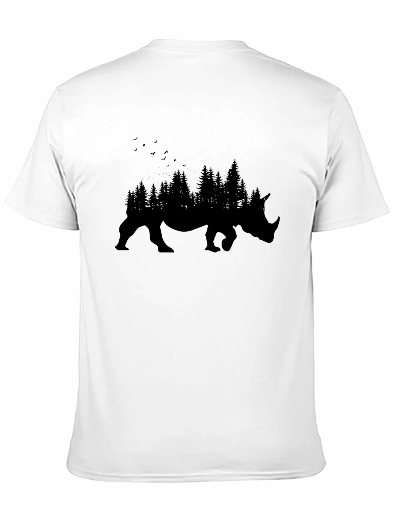 Black Men's Black Rhino Forest Graphic T-Shirt view 11