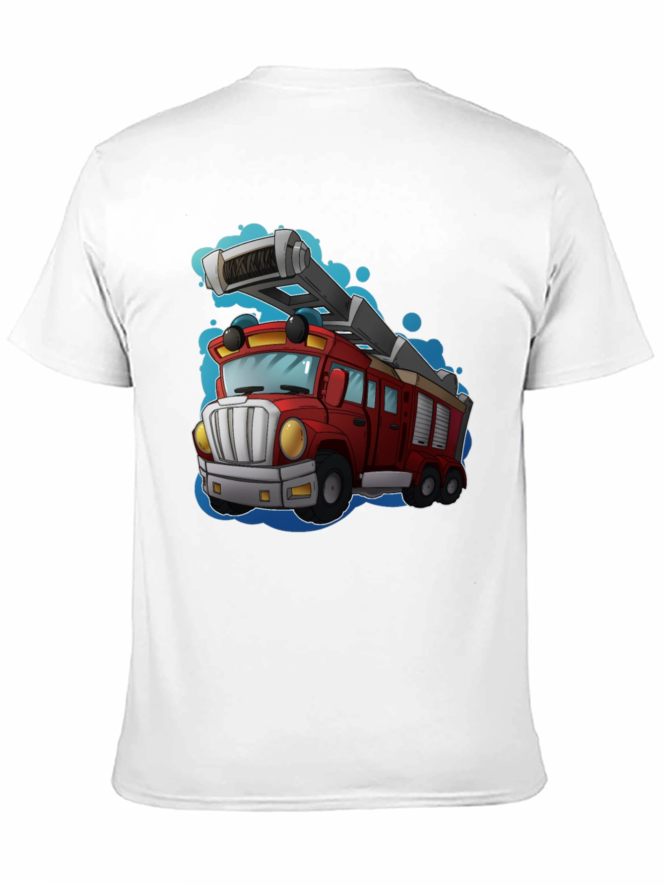 Black Cartoon Fire Truck T-Shirt view 11