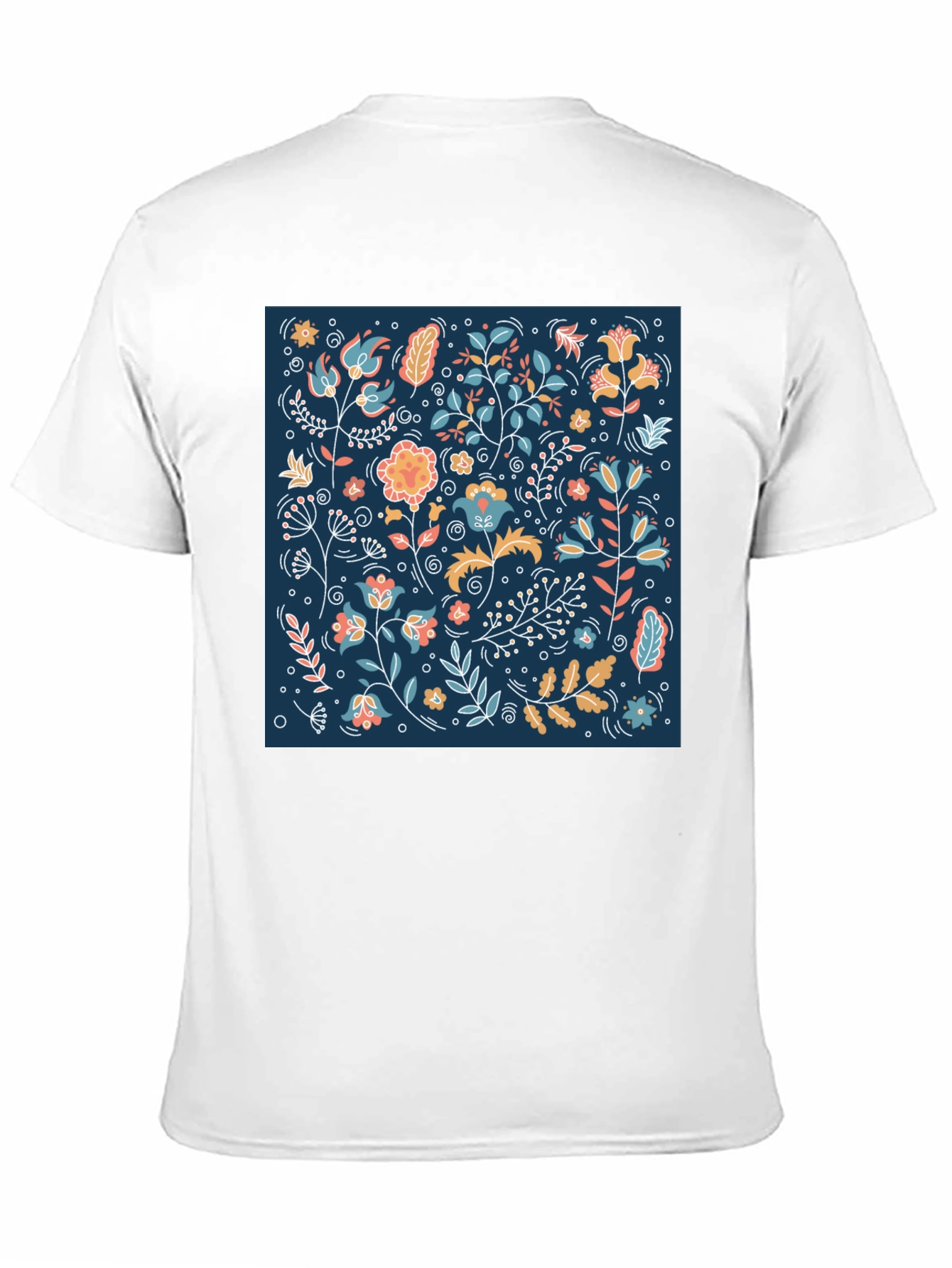 Black Floral Pattern Black T-Shirt view 11