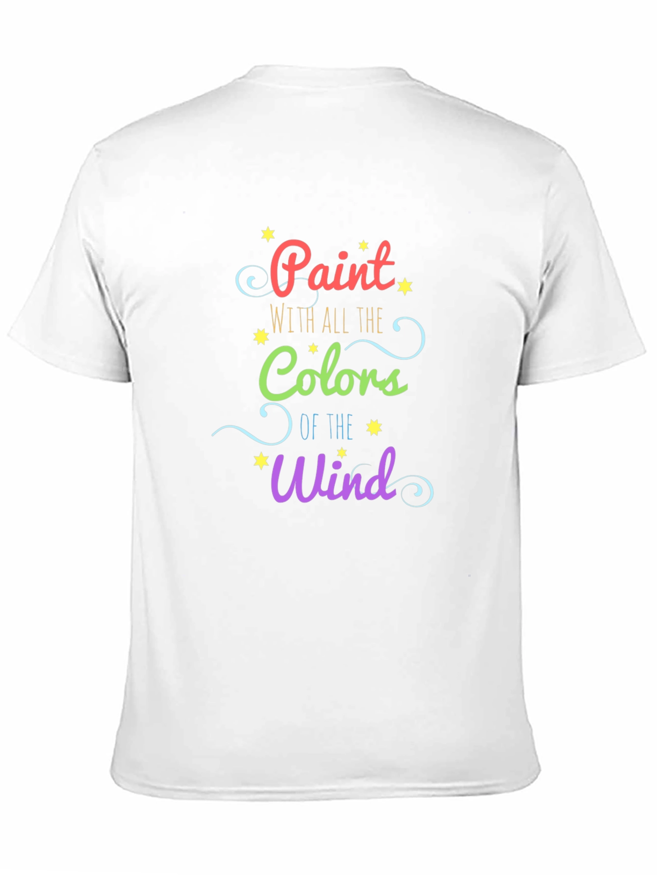 Black Paint with All the Colors of the Wind Graphic Tee view 11