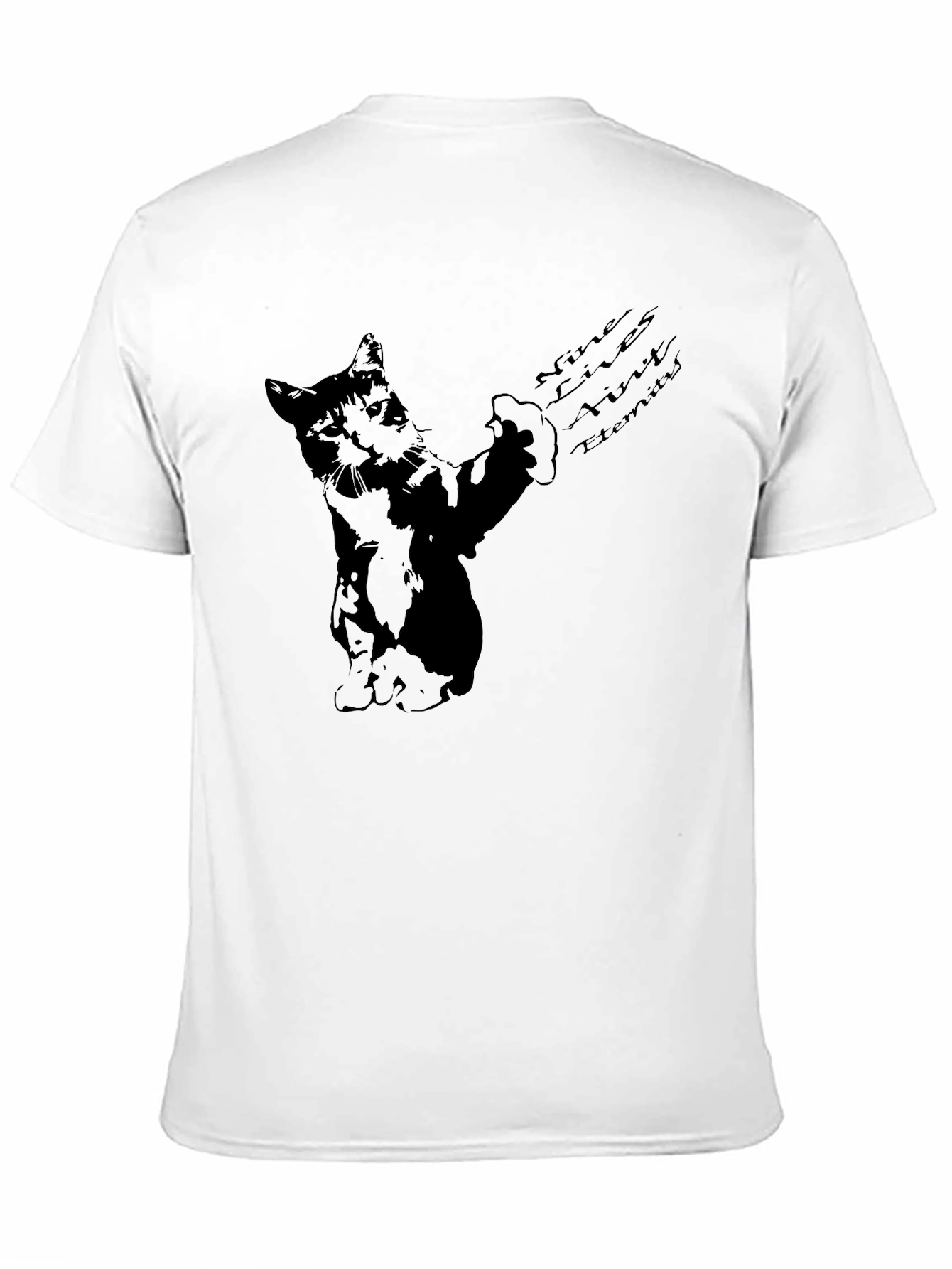 Black Nine Lives Cat Graphic T-Shirt view 11
