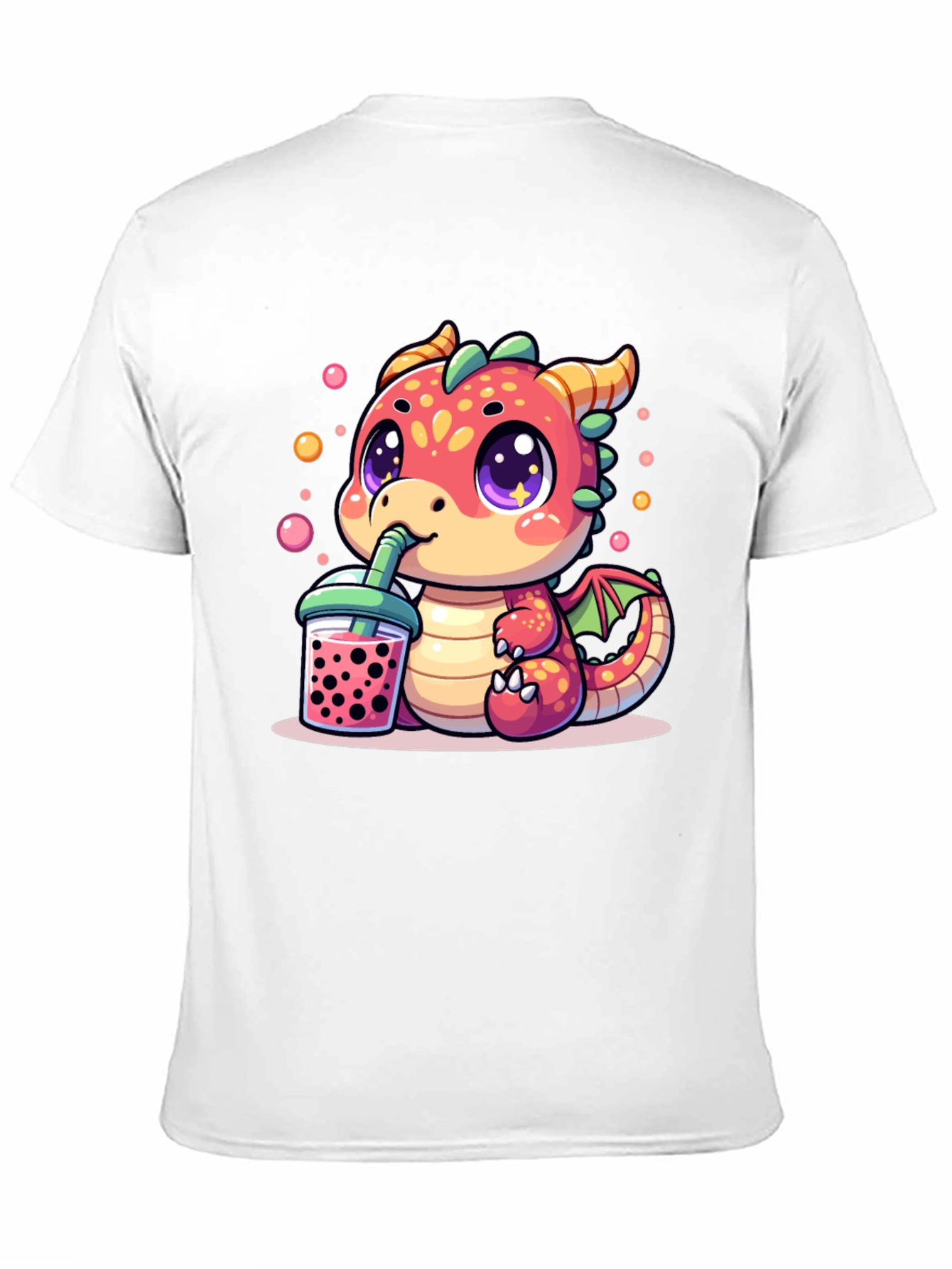 Black Cute Dragon Boba Tea T-Shirt view 11
