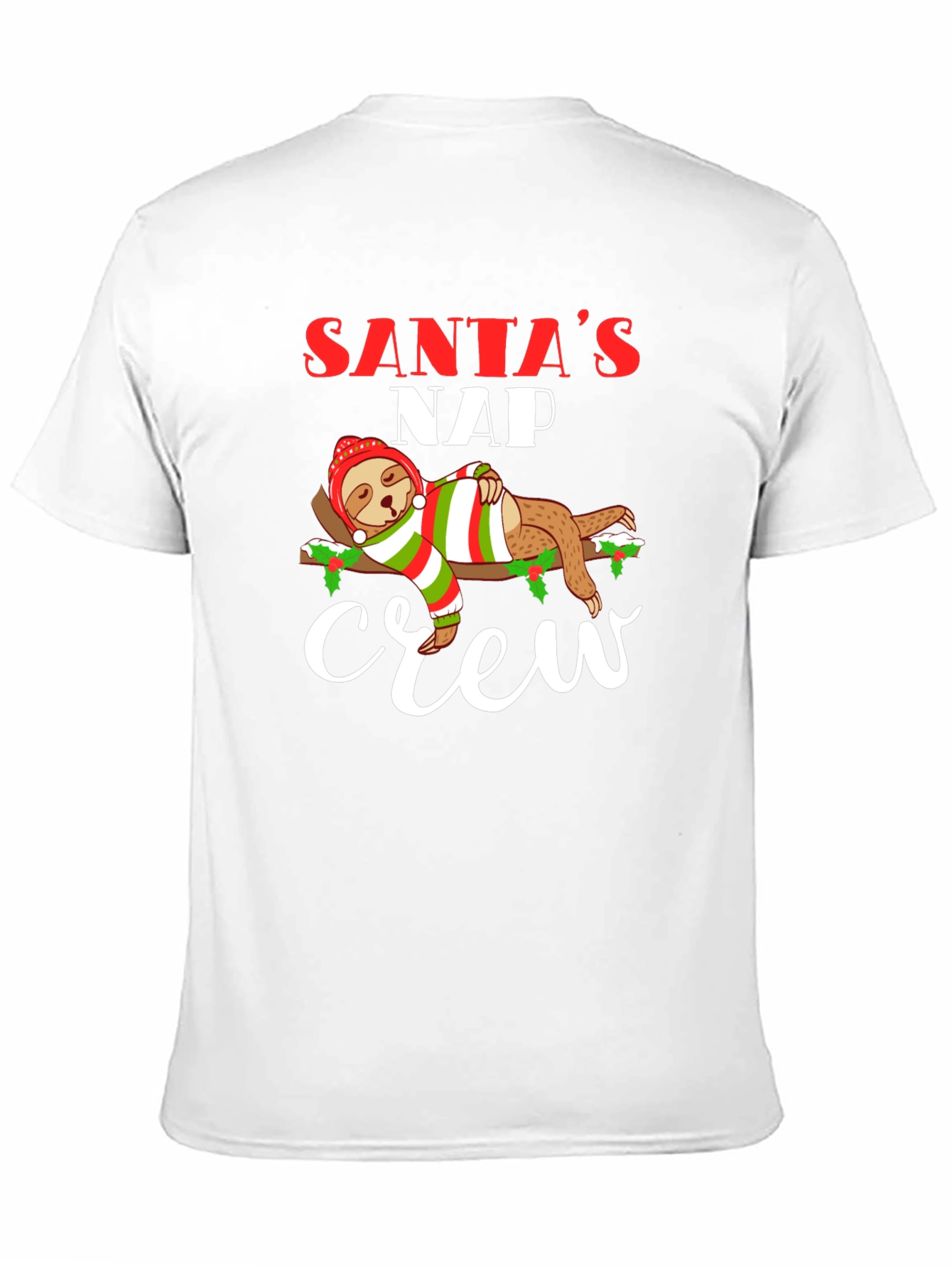 Black Santa's Nap Crew Sloth Christmas T-Shirt view 11