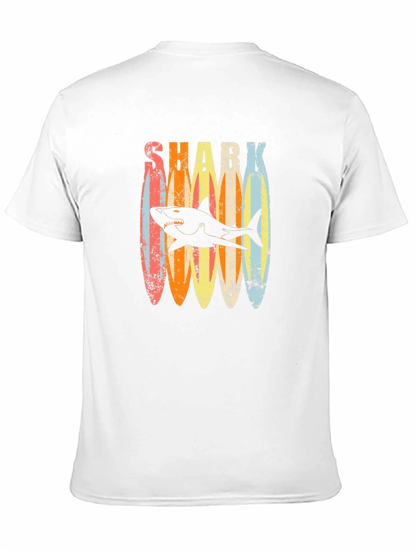 Retro Shark Surfboard T-Shirt - Casual Graphic Tee - 11