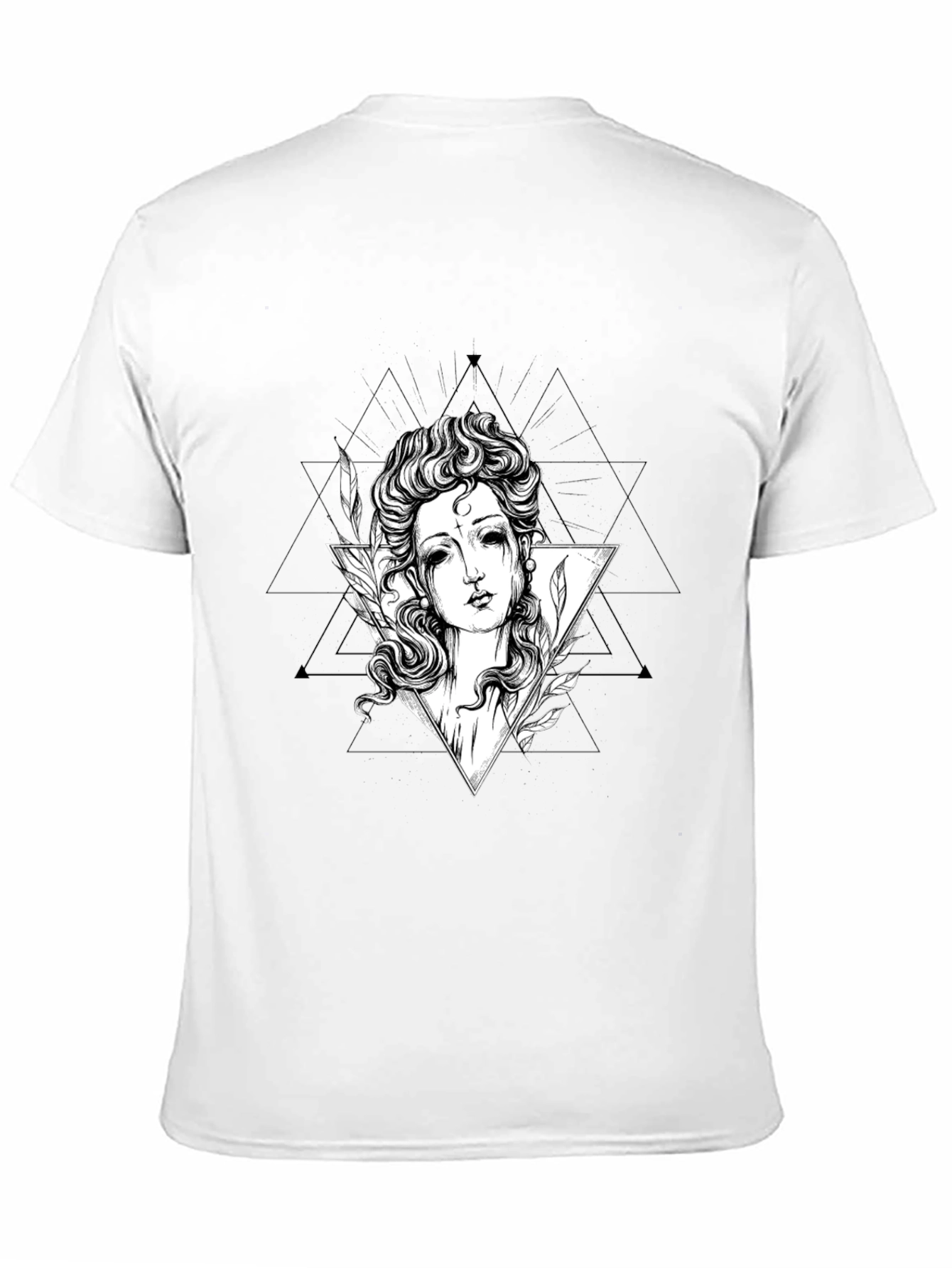 Black Gothic Goddess Graphic Tee - Black Cotton T-Shirt view 11