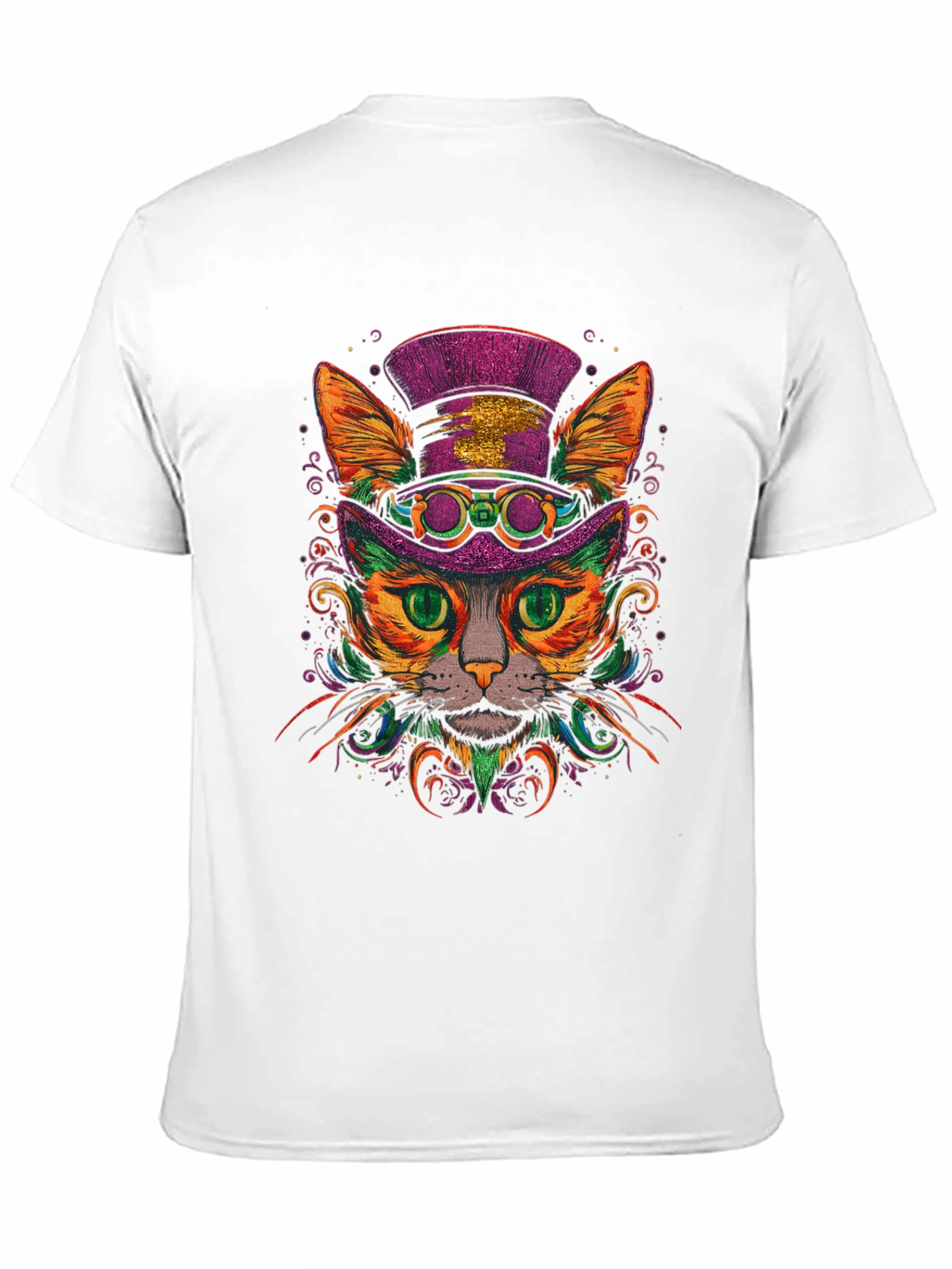 Black Steampunk Cat Graphic Tee view 11