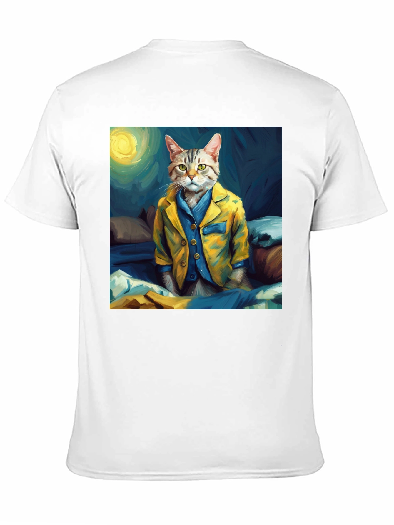Black Cat in Pajamas T-Shirt - Artistic Animal Tee view 11