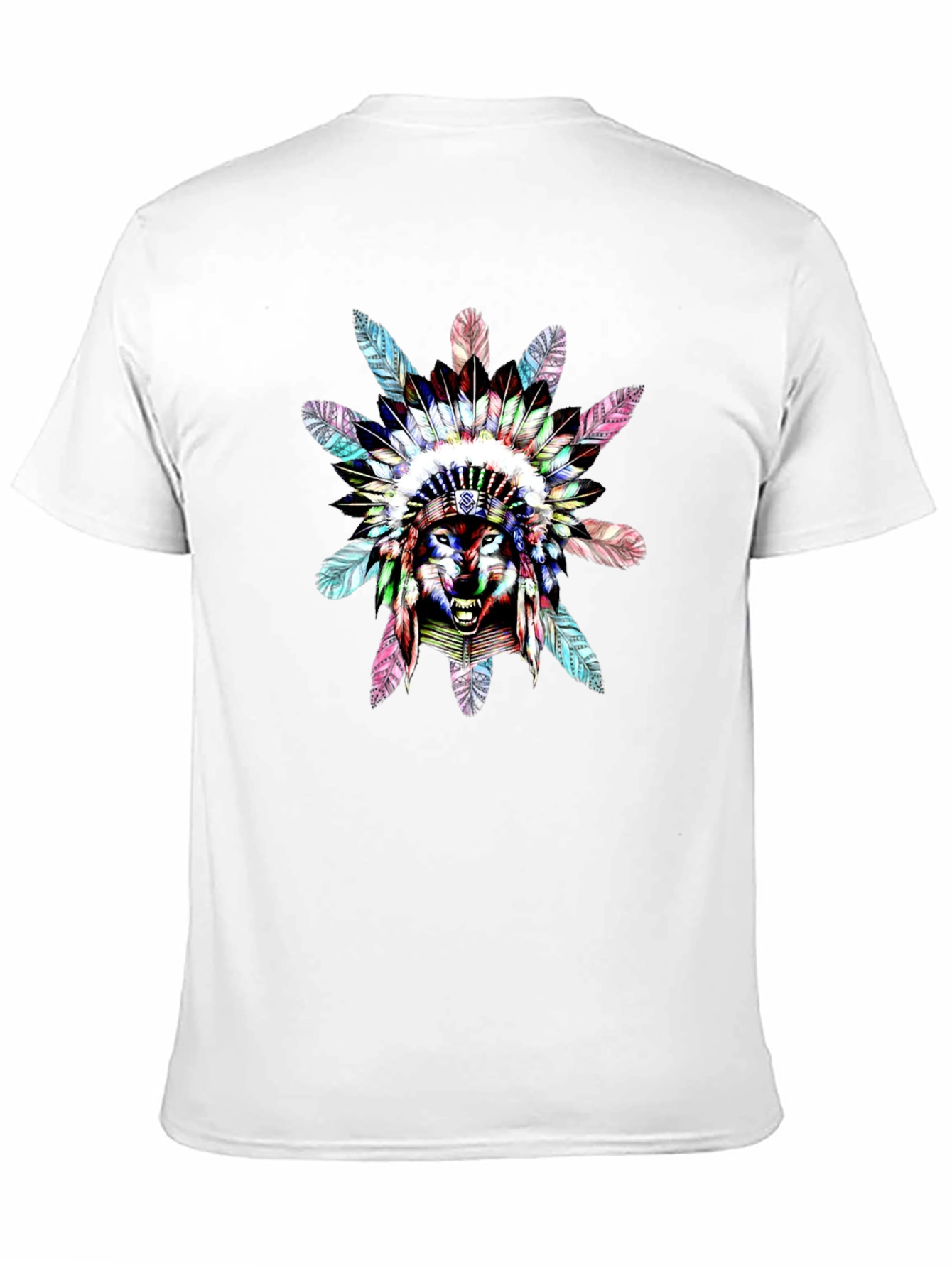 Black Wolf Headdress Graphic Black T-Shirt view 11