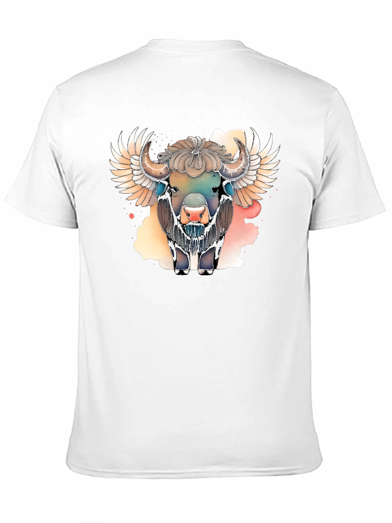 Black Winged Bison Graphic Tee - Black Cotton Blend view 11