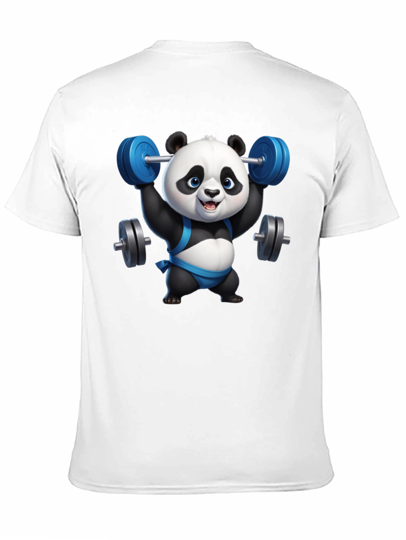 Black Funny Panda Lifting Weights Black T-Shirt view 11