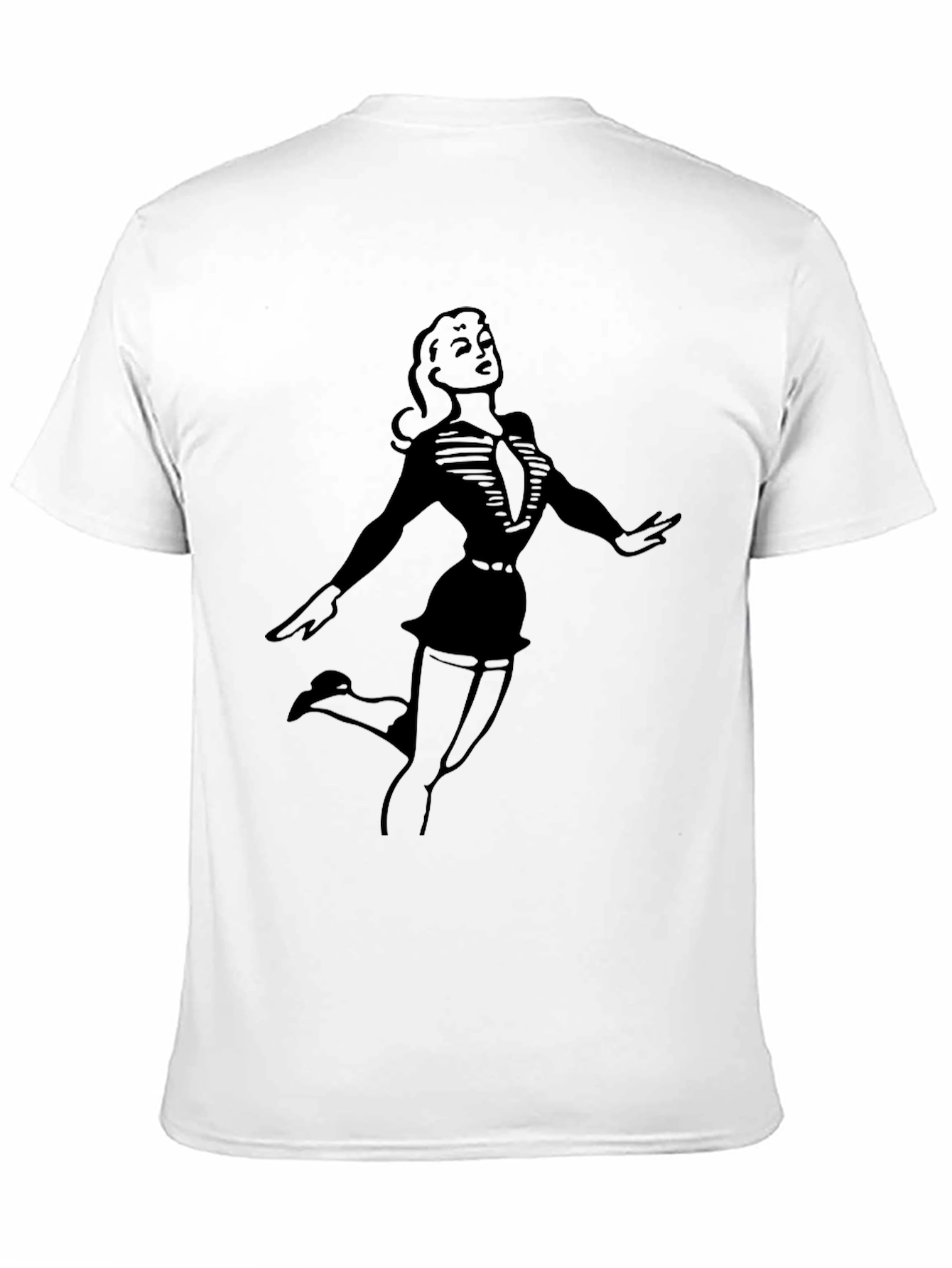 Black Retro Pin-Up Girl Graphic Tee - Classic Black T-Shirt view 11