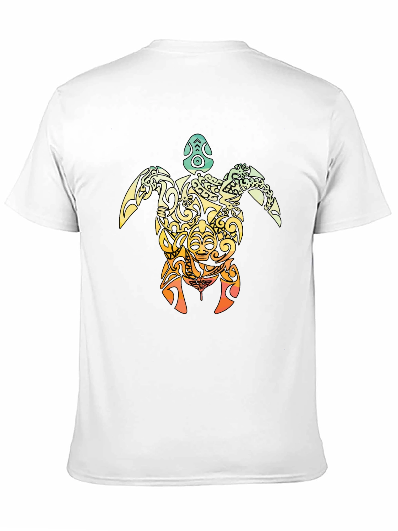 Black Tribal Turtle Graphic T-Shirt - Black view 11