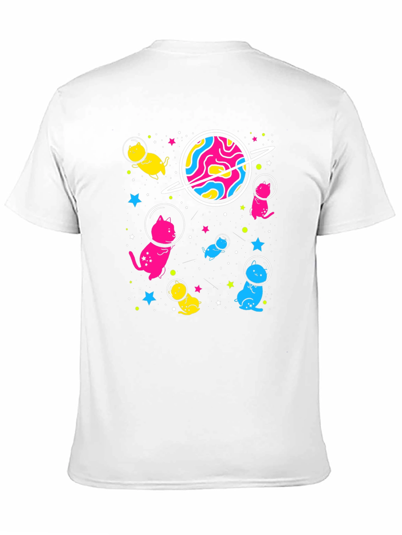 Black Space Cat T-Shirt - Funky Cosmic Design view 11